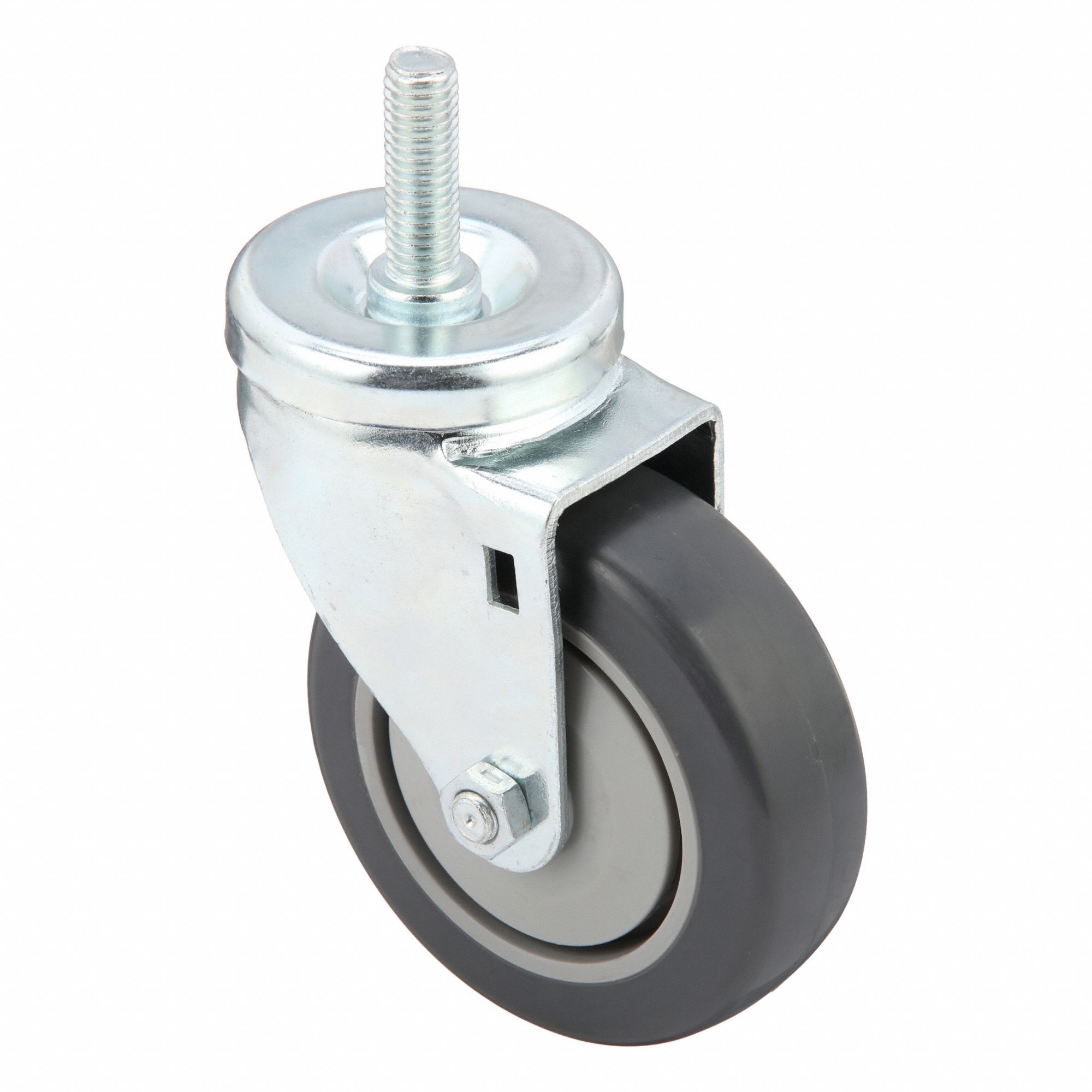 Stem Caster: 4 in Wheel Dia., 300 lb, 5 1/8 in Mounting Ht, Swivel Caster