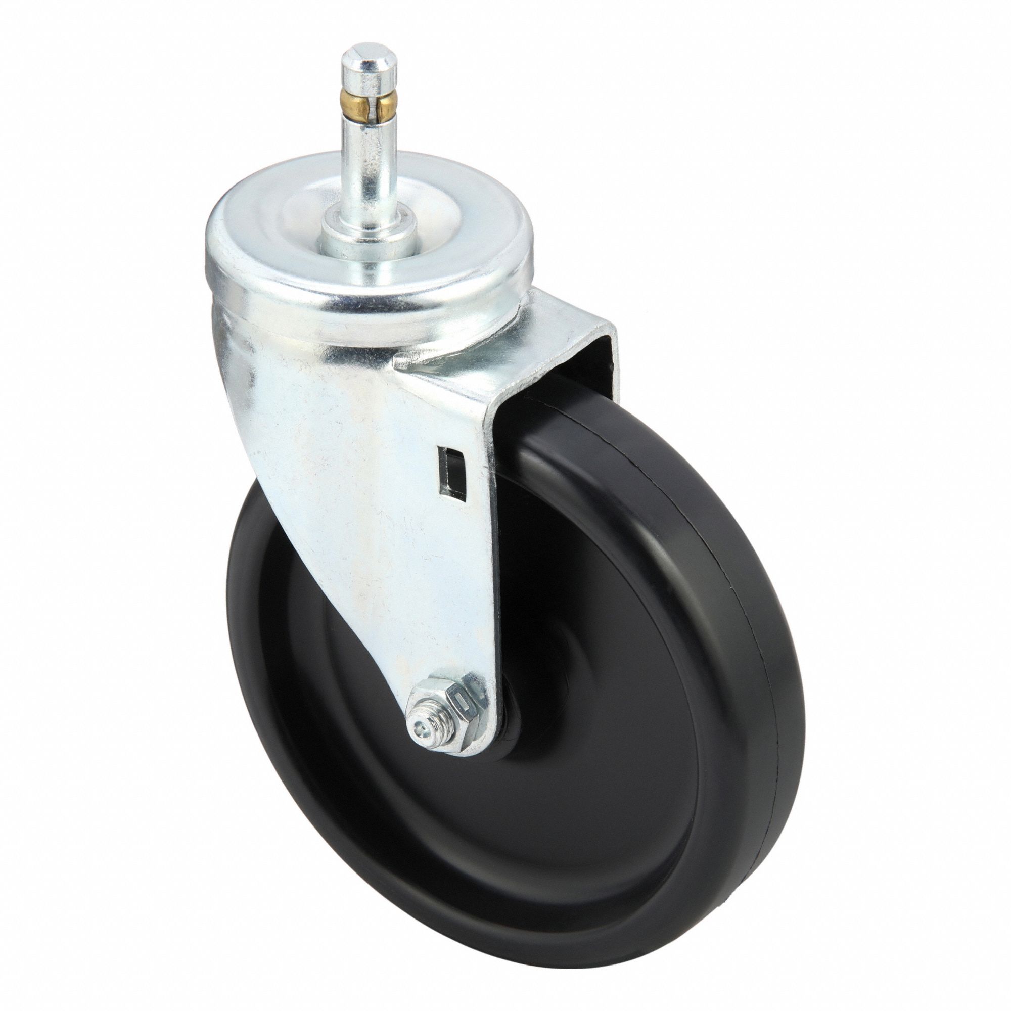 Stem Caster: Swivel, No Brake, 5 in Wheel Dia., 1 1/4 in Wheel Wd, Polypropylene