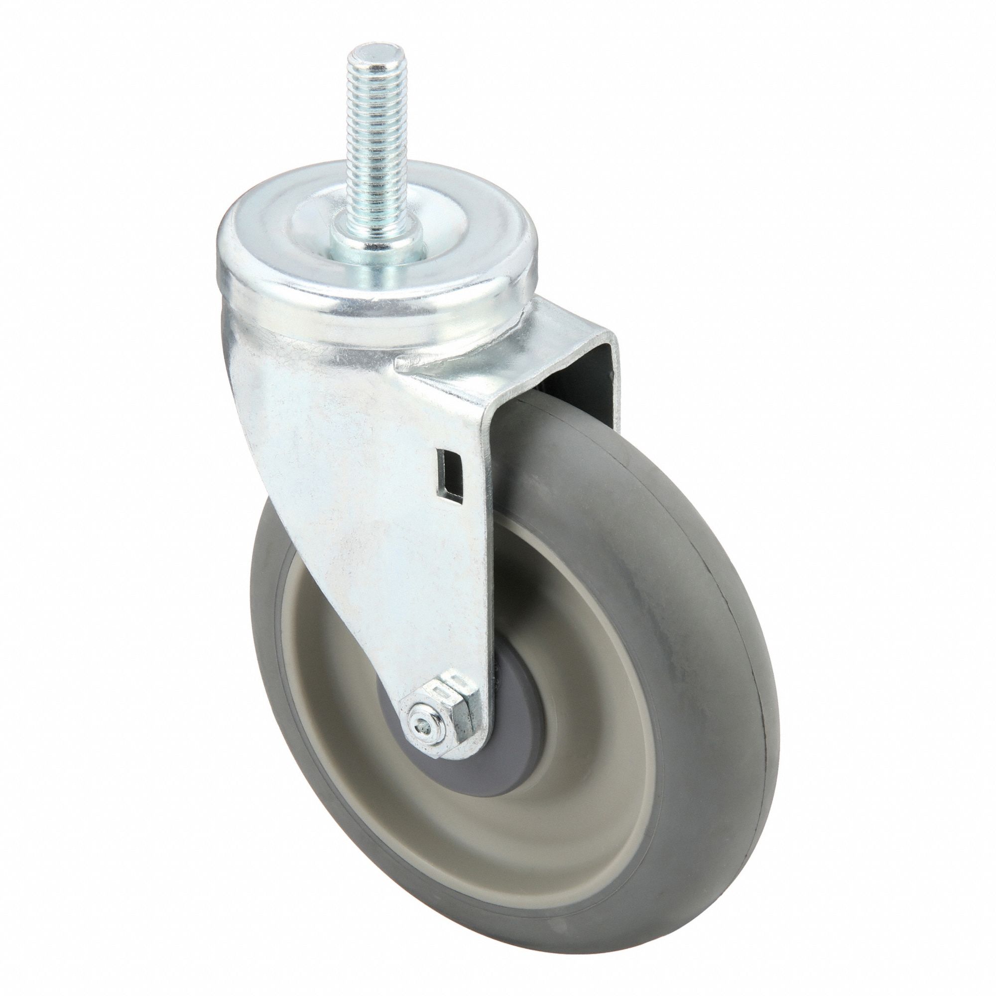 Stem Caster: 5 in Wheel Dia., 300 lb, 6 1/8 in Mounting Ht, Swivel Caster, Rubber