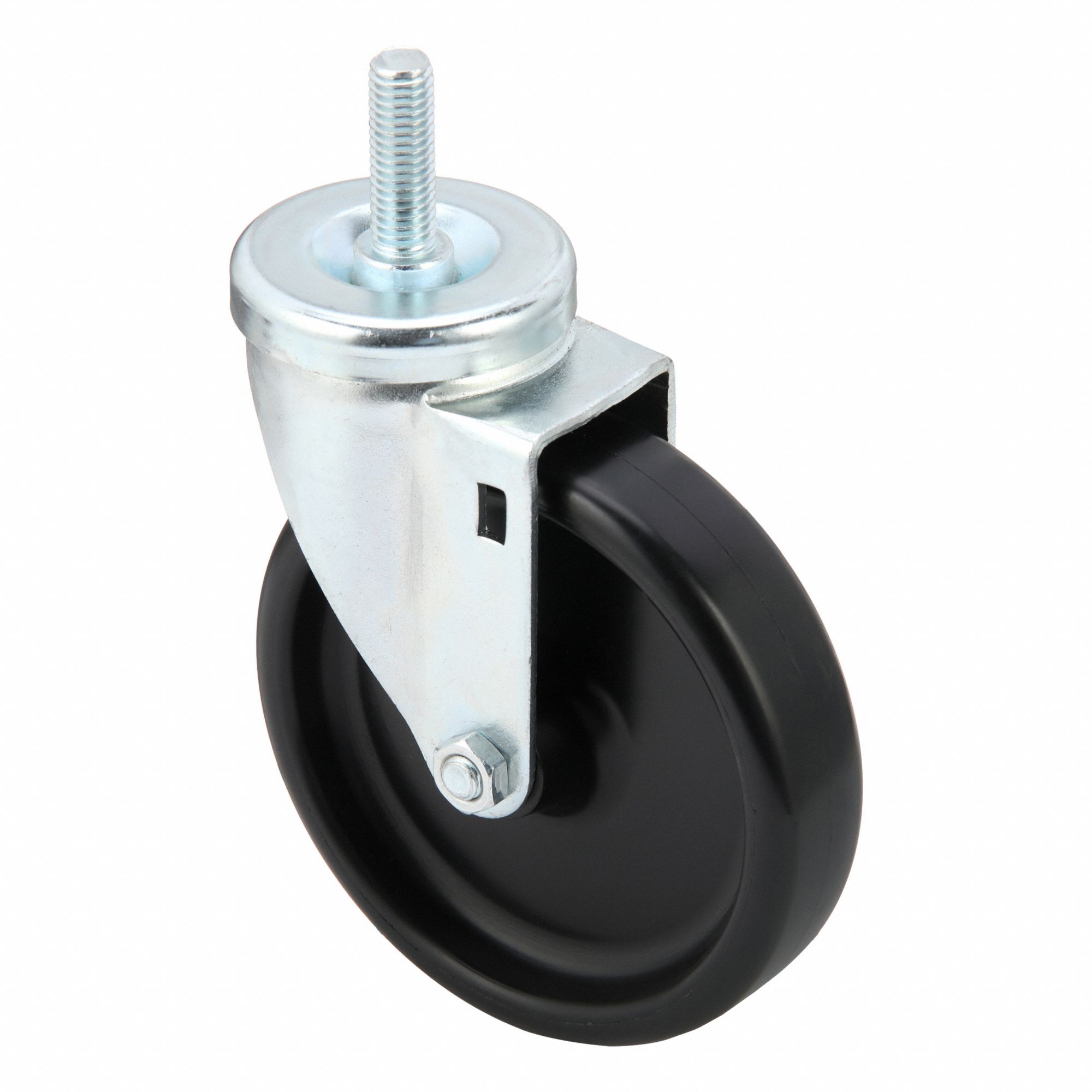 NSF-Listed Sanitary Threaded Stem Caster: 5 in Wheel Dia., 300 lb, Swivel Caster