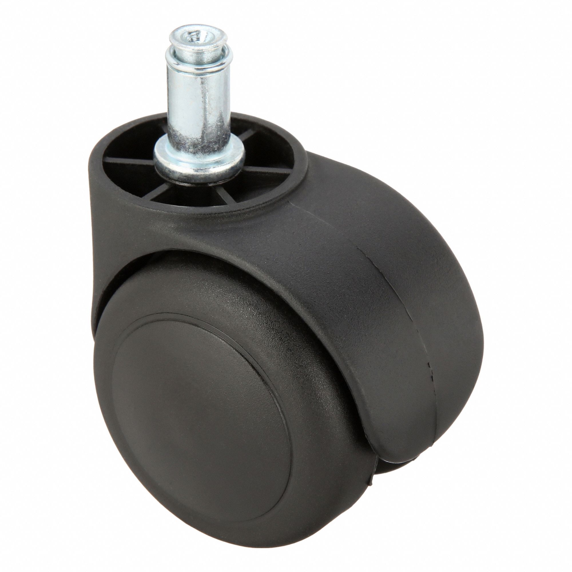 Stem Caster: Swivel, No Brake, 2 1/8 in Wheel Dia., 1/2 in Wheel Wd, Polyurethane