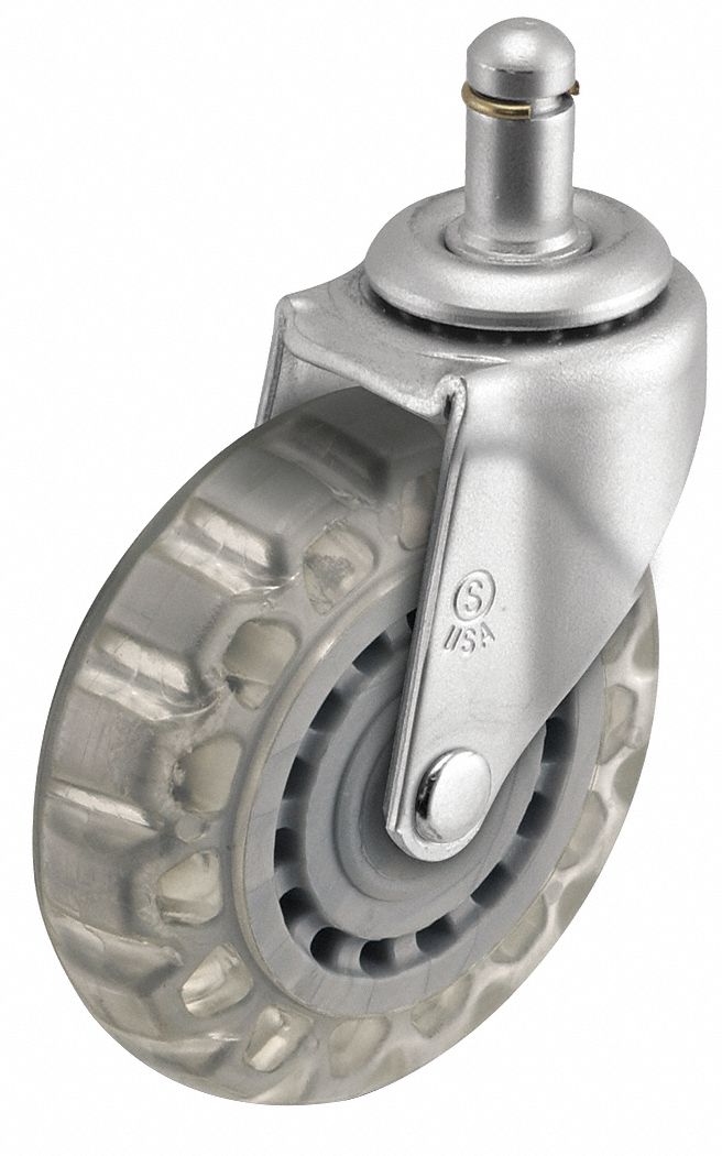 Stem Caster: Swivel, No Brake, 2 in Wheel Dia., 13/16 in Wheel Wd, Polyurethane, Std