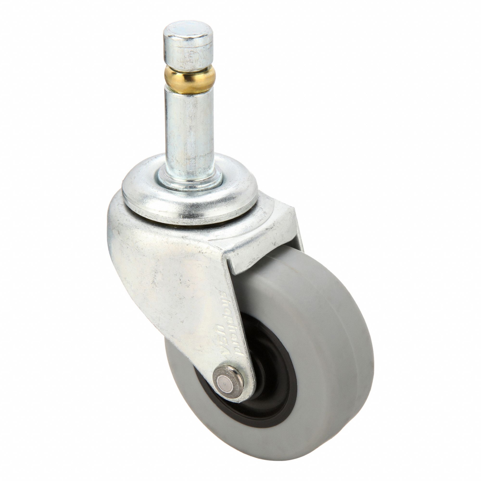 Stem Caster: Swivel, No Brake, 2 in Wheel Dia., 13/16 in Wheel Wd, Rubber, Stem, Std