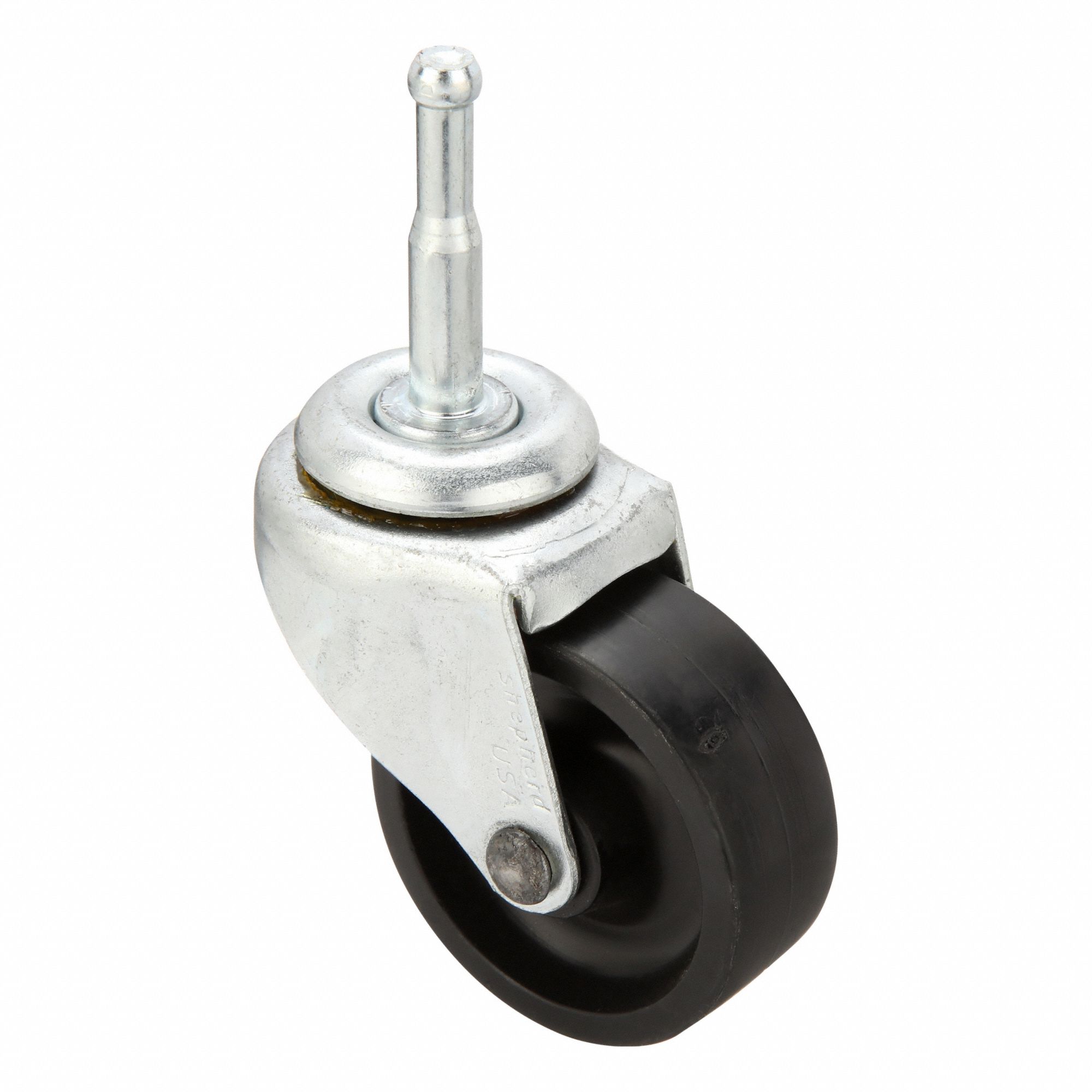Single-Wheel Grip-Neck Stem Caster: Swivel Caster with Brake, 13/16 in Wheel Wd