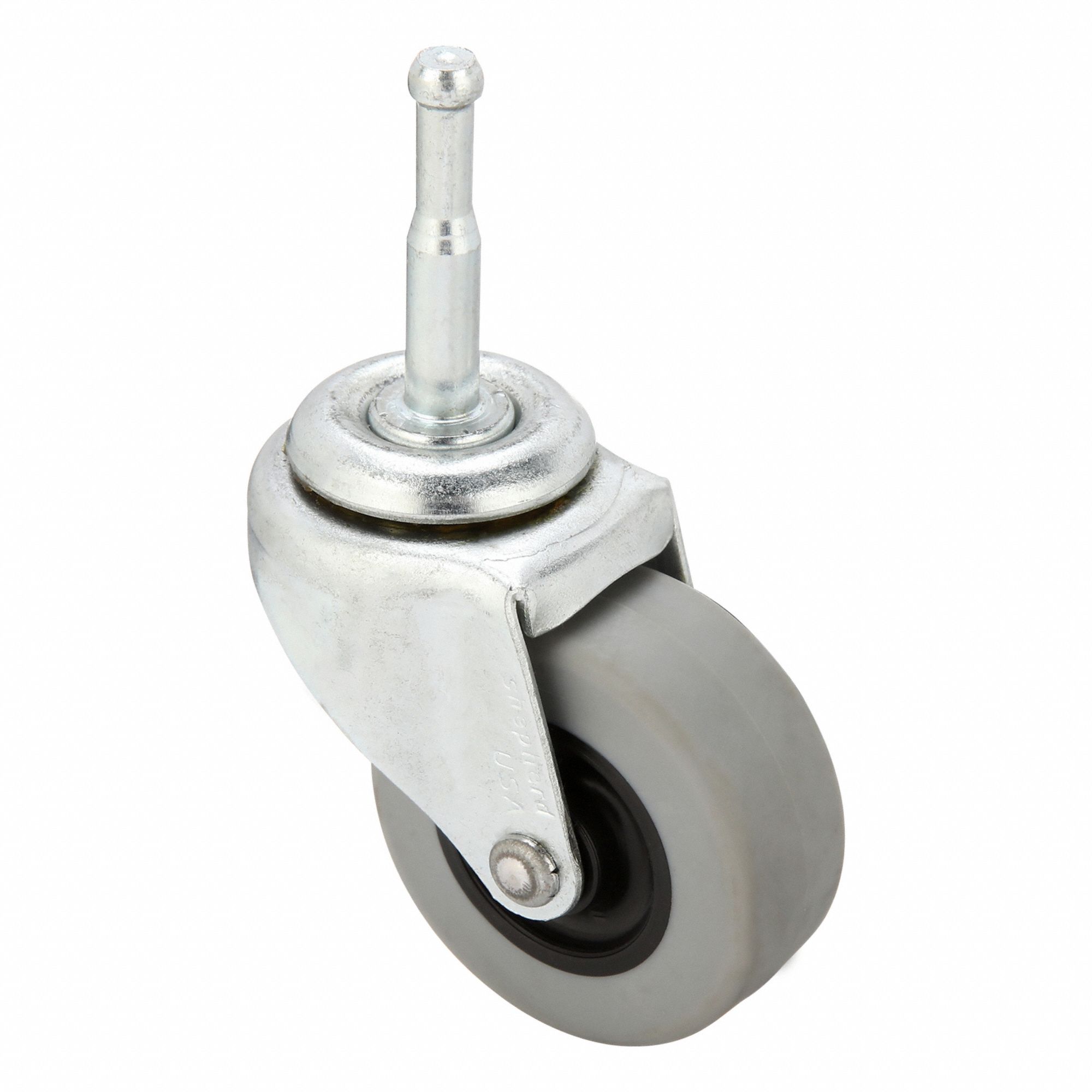 Single-Wheel Grip-Neck Stem Caster: Swivel Caster with Brake, 13/16 in Wheel Wd