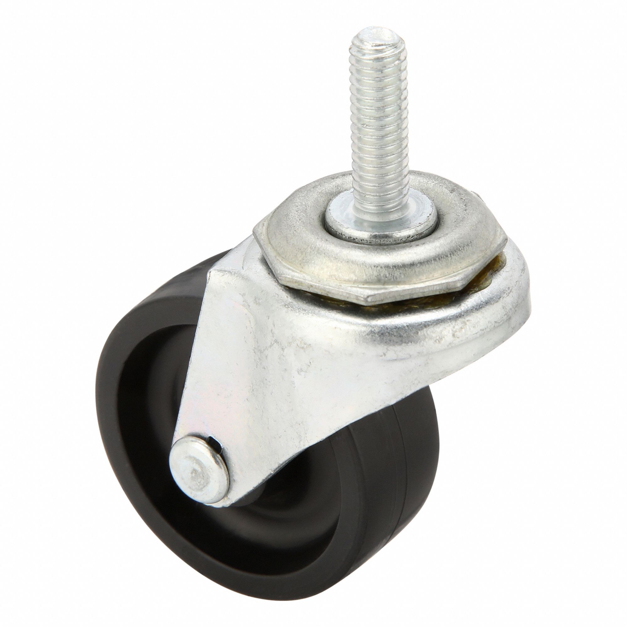 NSF-Listed Sanitary Threaded Stem Caster: 2 in Wheel Dia., 90 lb, Swivel Caster