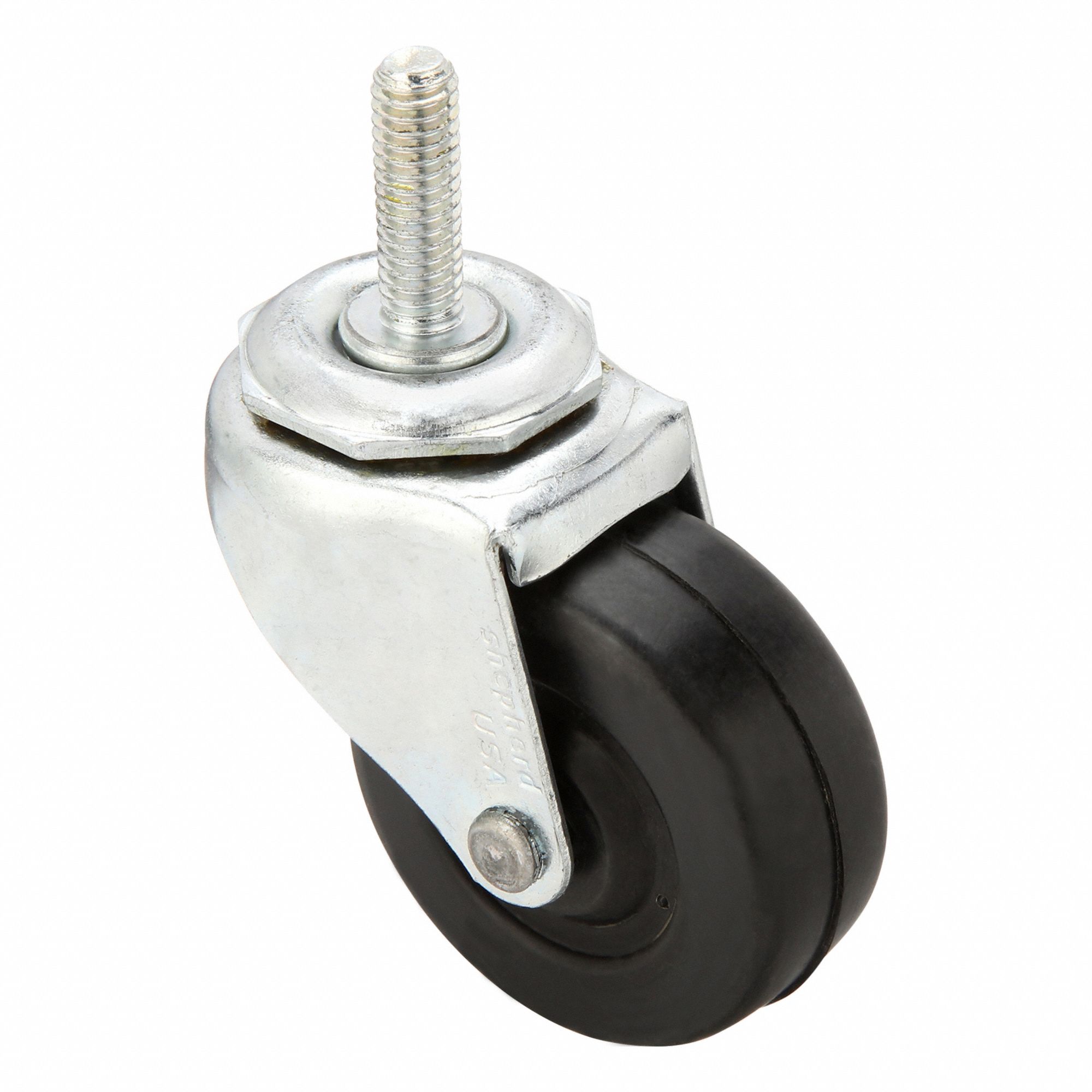 NSF-Listed Sanitary Threaded Stem Caster: 2 in Wheel Dia., 80 lb, Swivel Caster