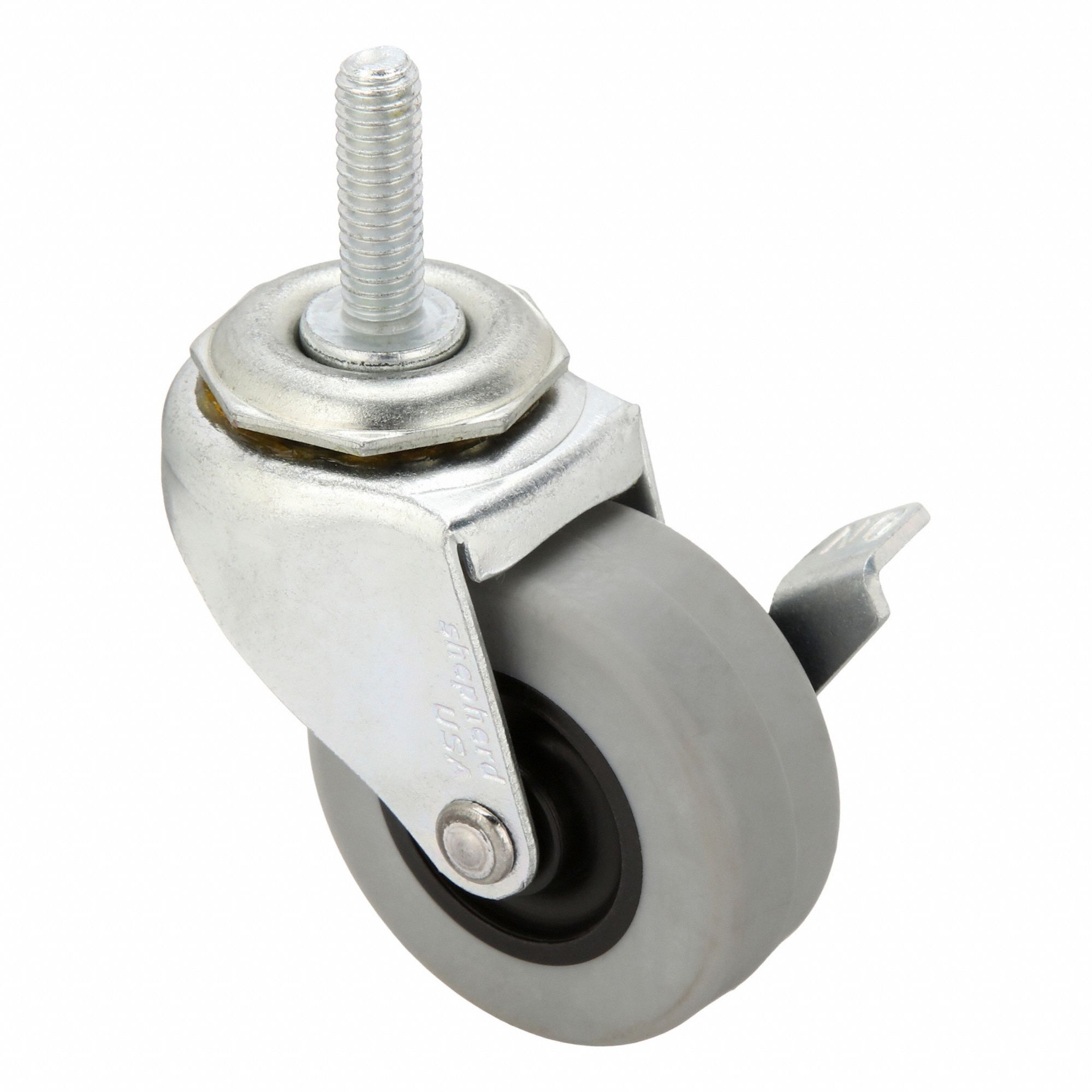NSF-Listed Sanitary Threaded Stem Caster: 2 in Wheel Dia., 80 lb, Plain
