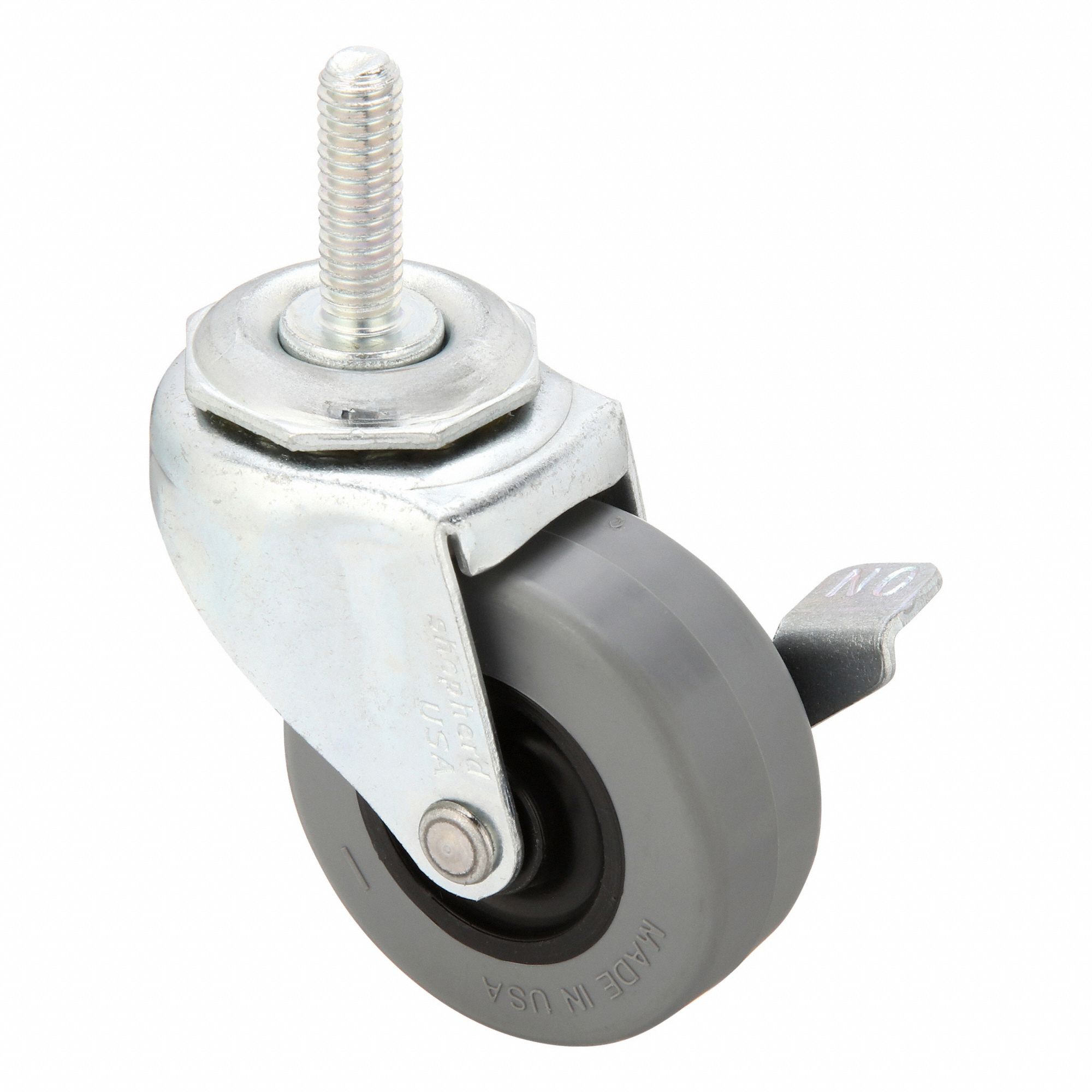 NSF-Listed Sanitary Threaded Stem Caster: 2 in Wheel Dia., 90 lb, Polyurethane