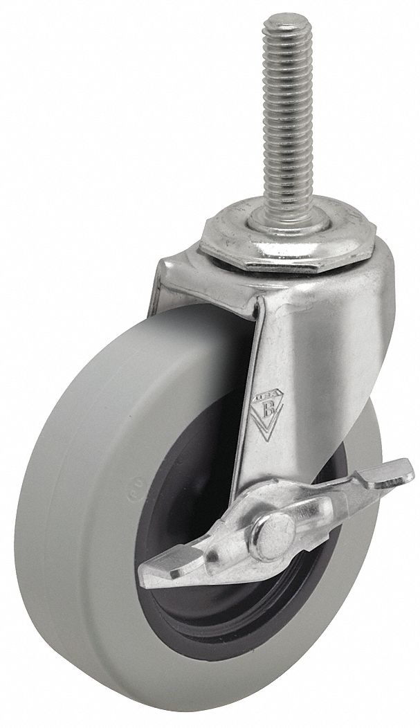 NSF-Listed Sanitary Threaded Stem Caster: 2 in Wheel Dia., 90 lb, Polyurethane