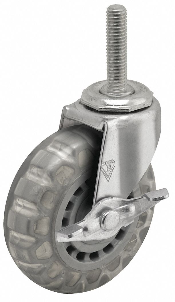 NSF-Listed Sanitary Threaded Stem Caster: 2 in Wheel Dia., 90 lb, Polyurethane