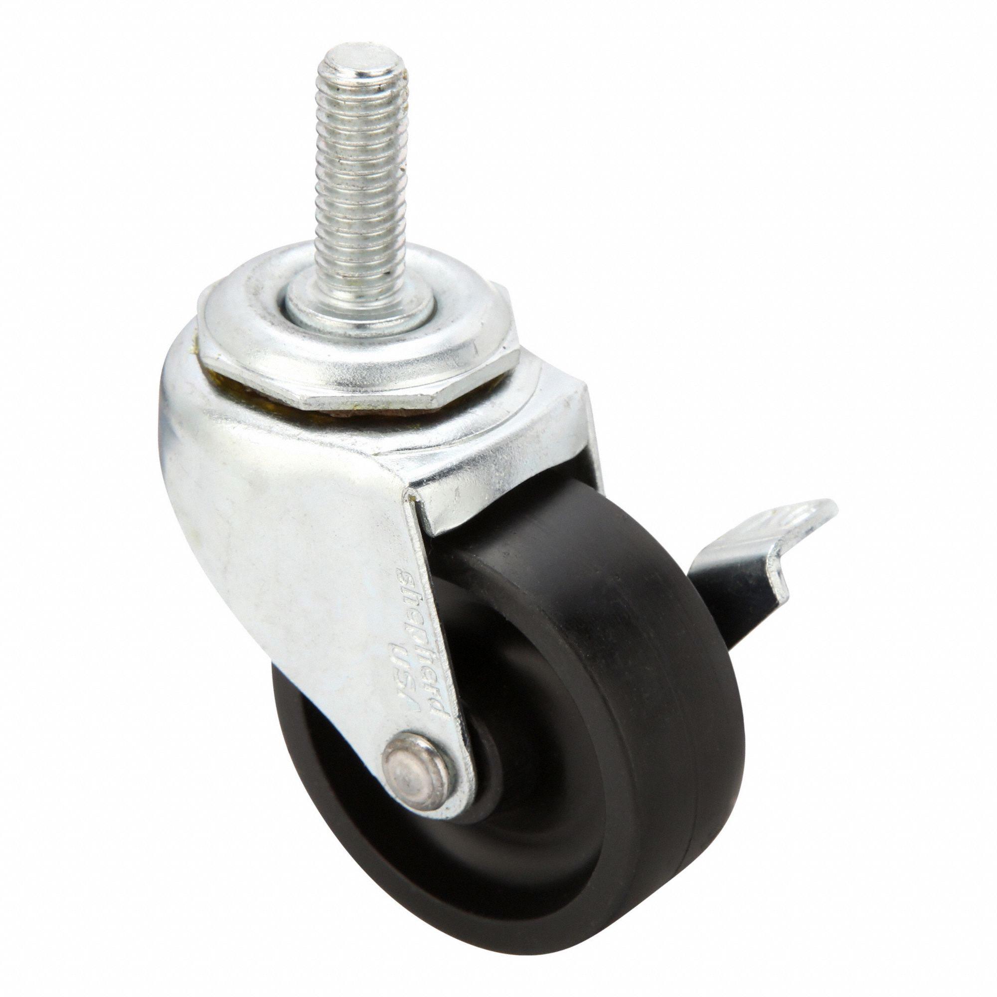 NSF-Listed Sanitary Threaded Stem Caster: 2 in Wheel Dia., 90 lb, Polyolefin, Plain