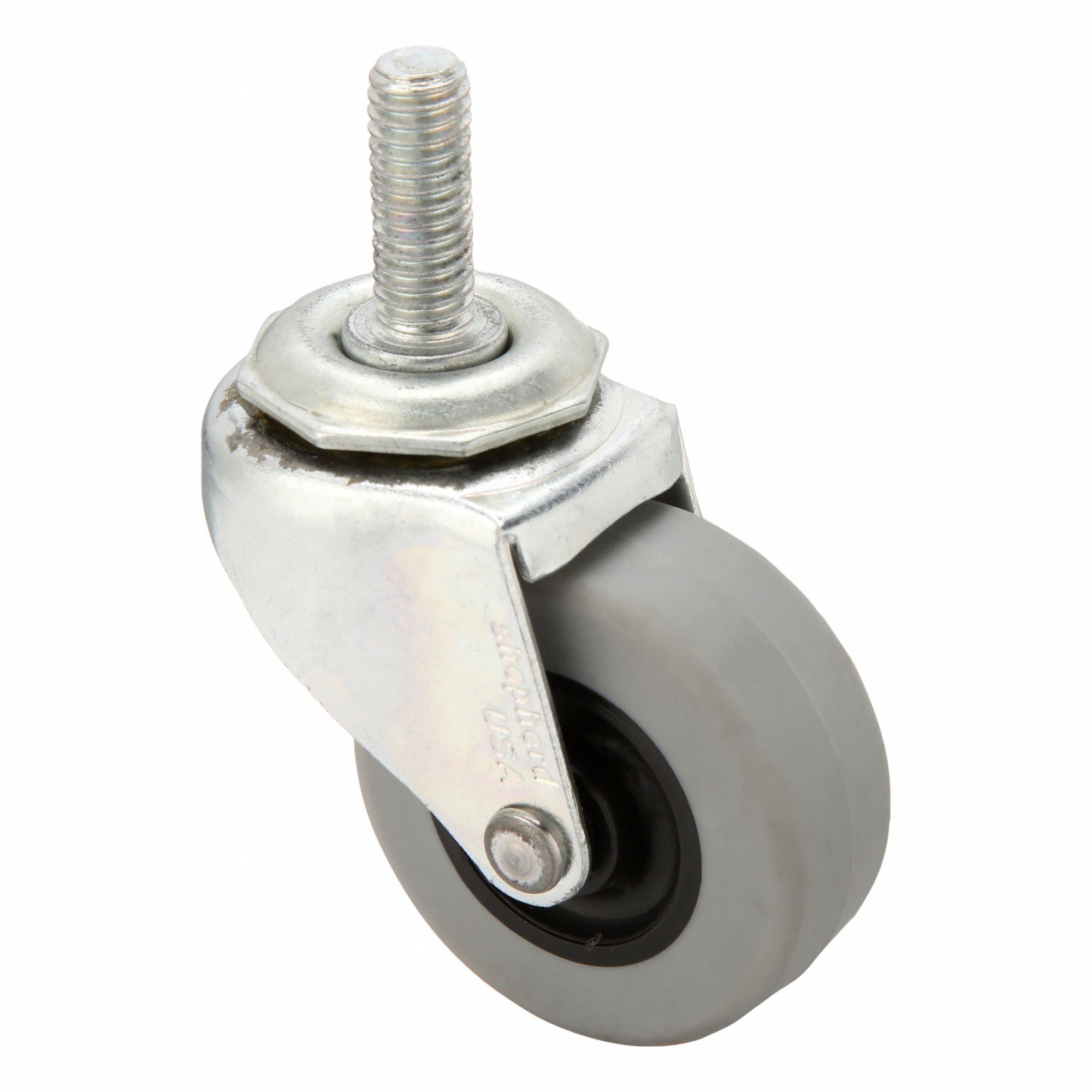 NSF-Listed Sanitary Threaded Stem Caster: 2 in Wheel Dia., 80 lb, Swivel Caster