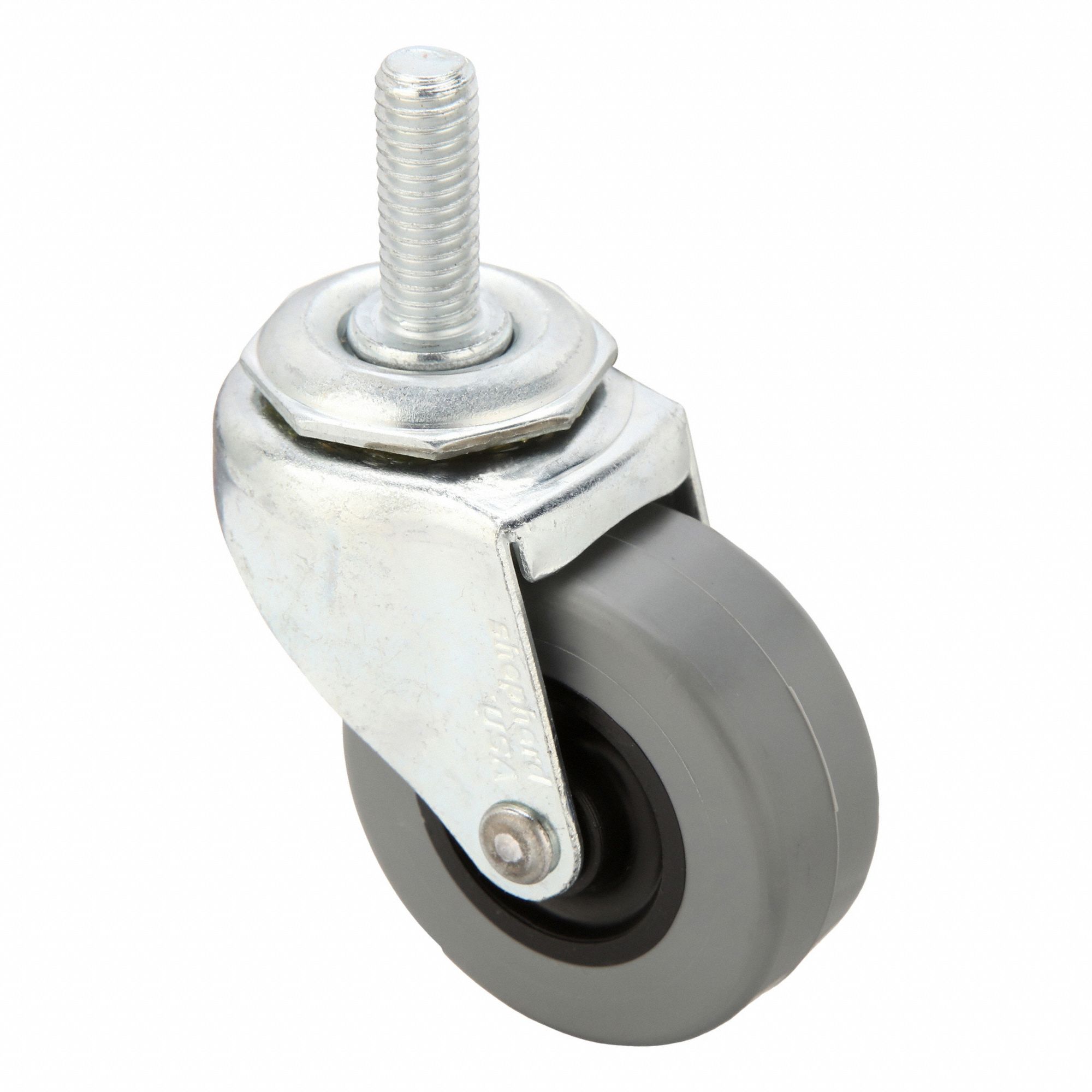 NSF-Listed Sanitary Threaded Stem Caster: 2 in Wheel Dia., 90 lb, Swivel Caster