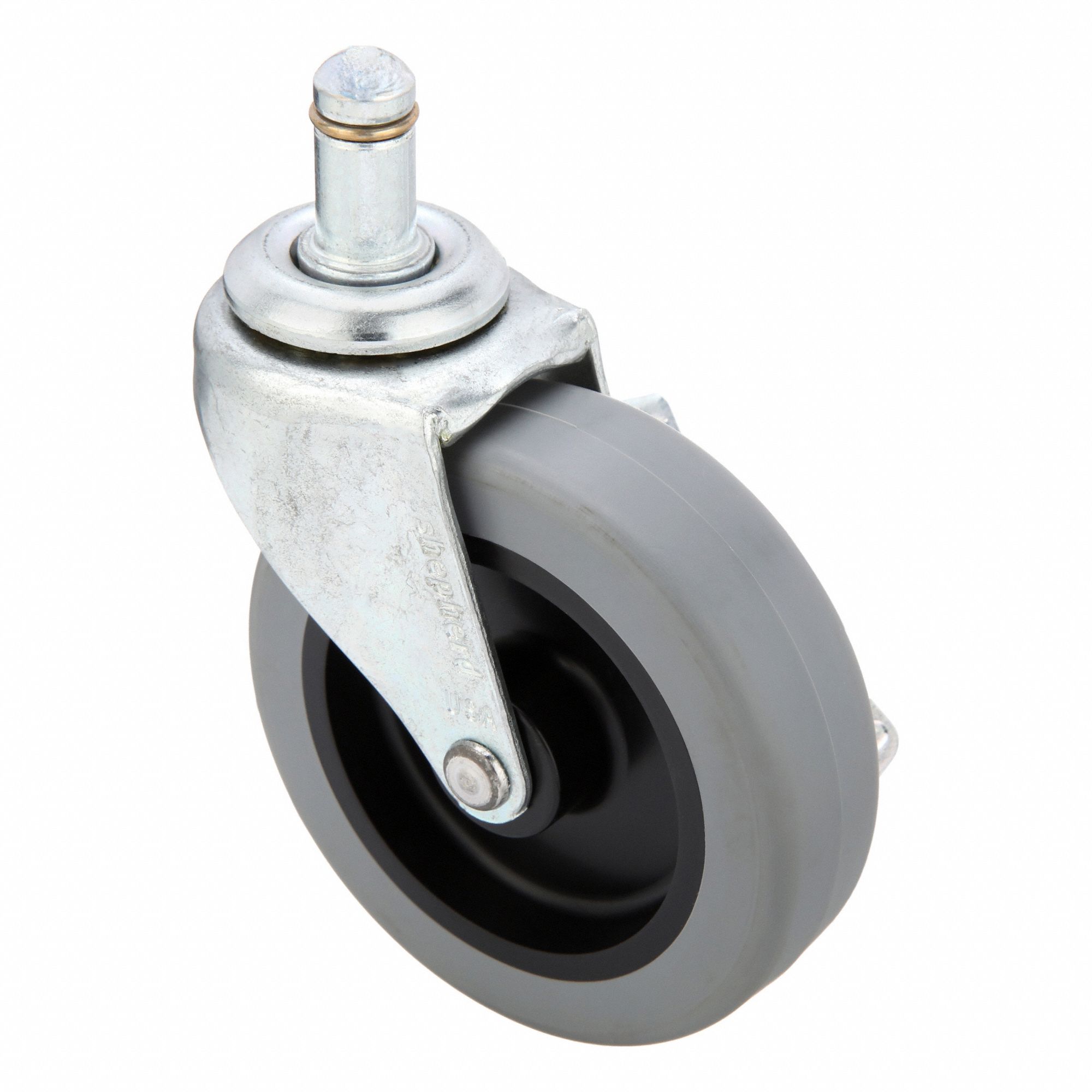 Stem Caster: Swivel, Side Brake, 3 in Wheel Dia., 13/16 in Wheel Wd, Polyurethane