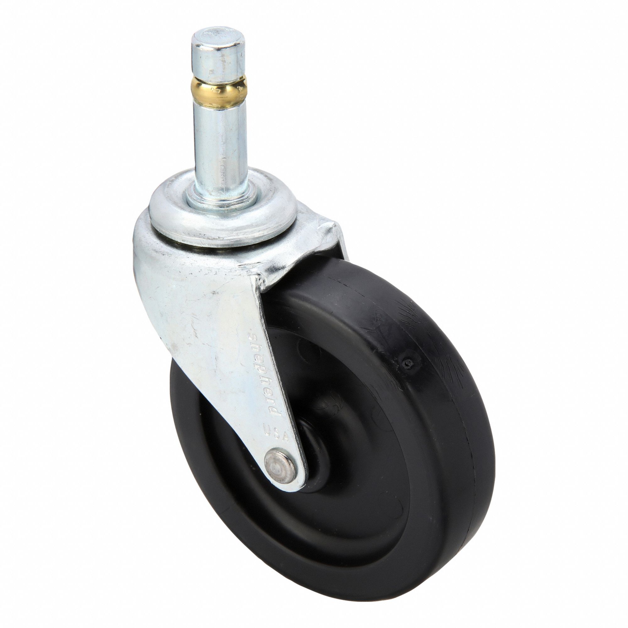 Stem Caster: Swivel, No Brake, 3 in Wheel Dia., 13/16 in Wheel Wd, Polypropylene