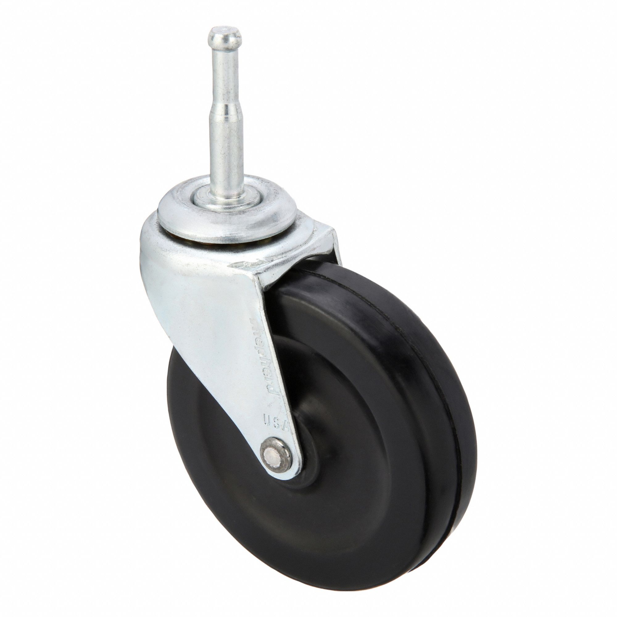 Single-Wheel Grip-Neck Stem Caster: Swivel Caster, 13/16 in Wheel Wd, Plain, Steel