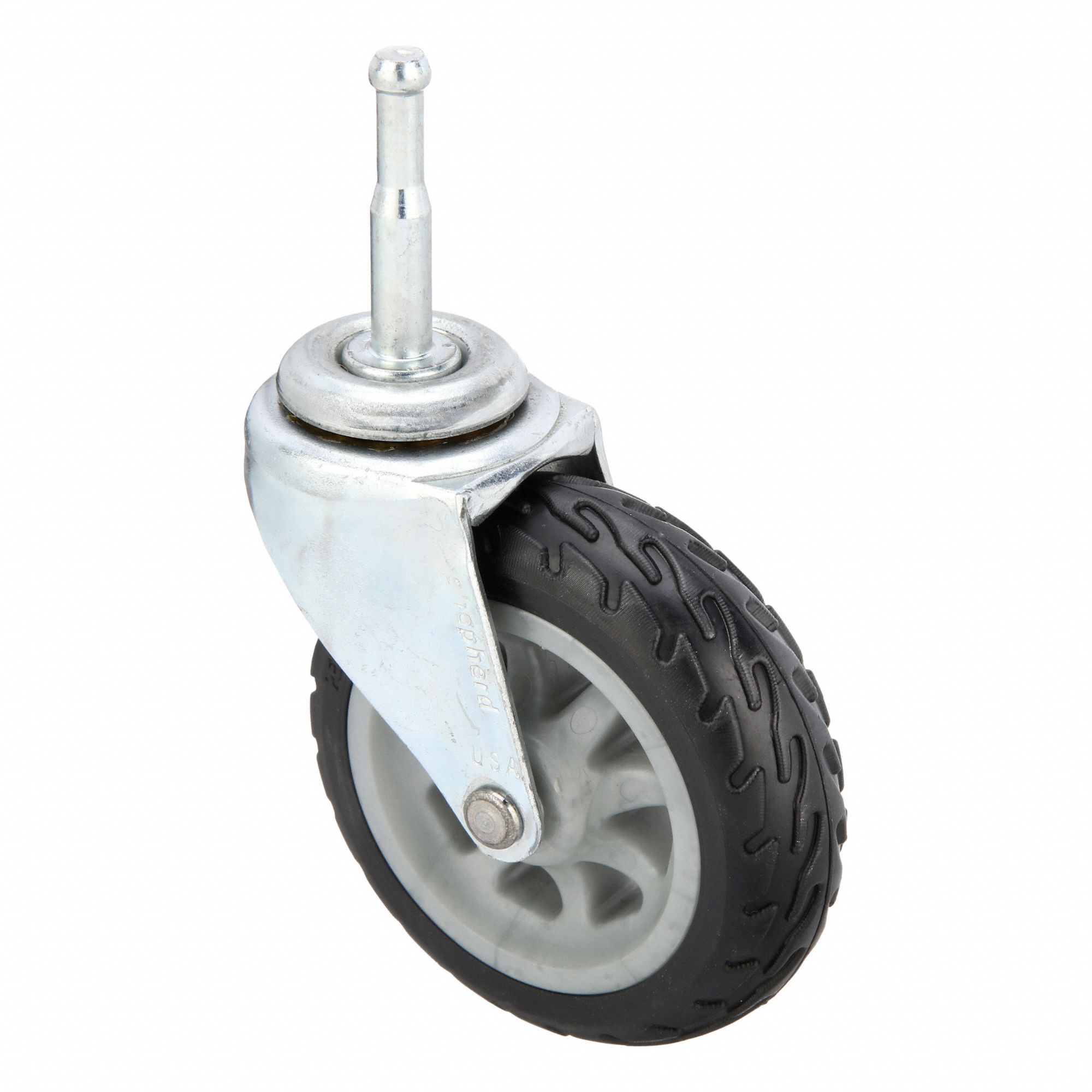 Single-Wheel Grip-Neck Stem Caster: Swivel Caster, 13/16 in Wheel Wd, Plain, Steel