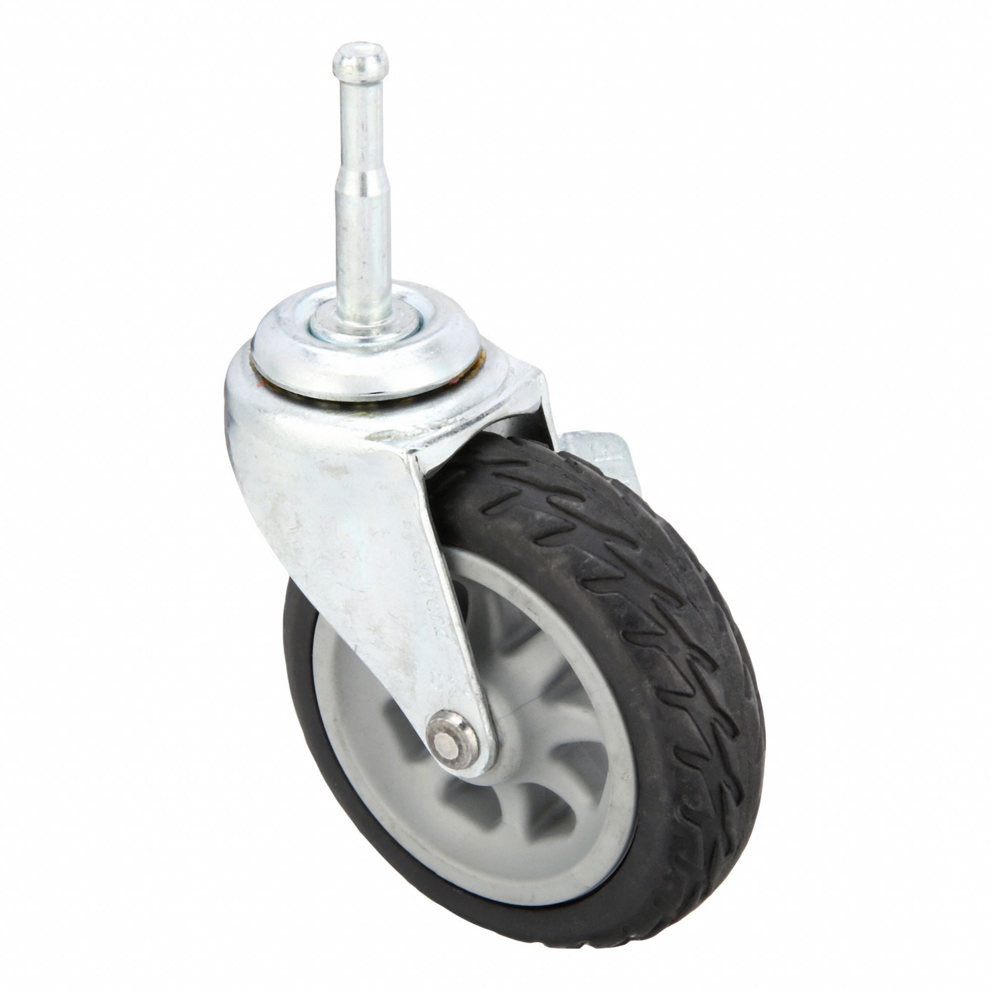 Single-Wheel Grip-Neck Stem Caster: Swivel Caster with Brake, 13/16 in Wheel Wd