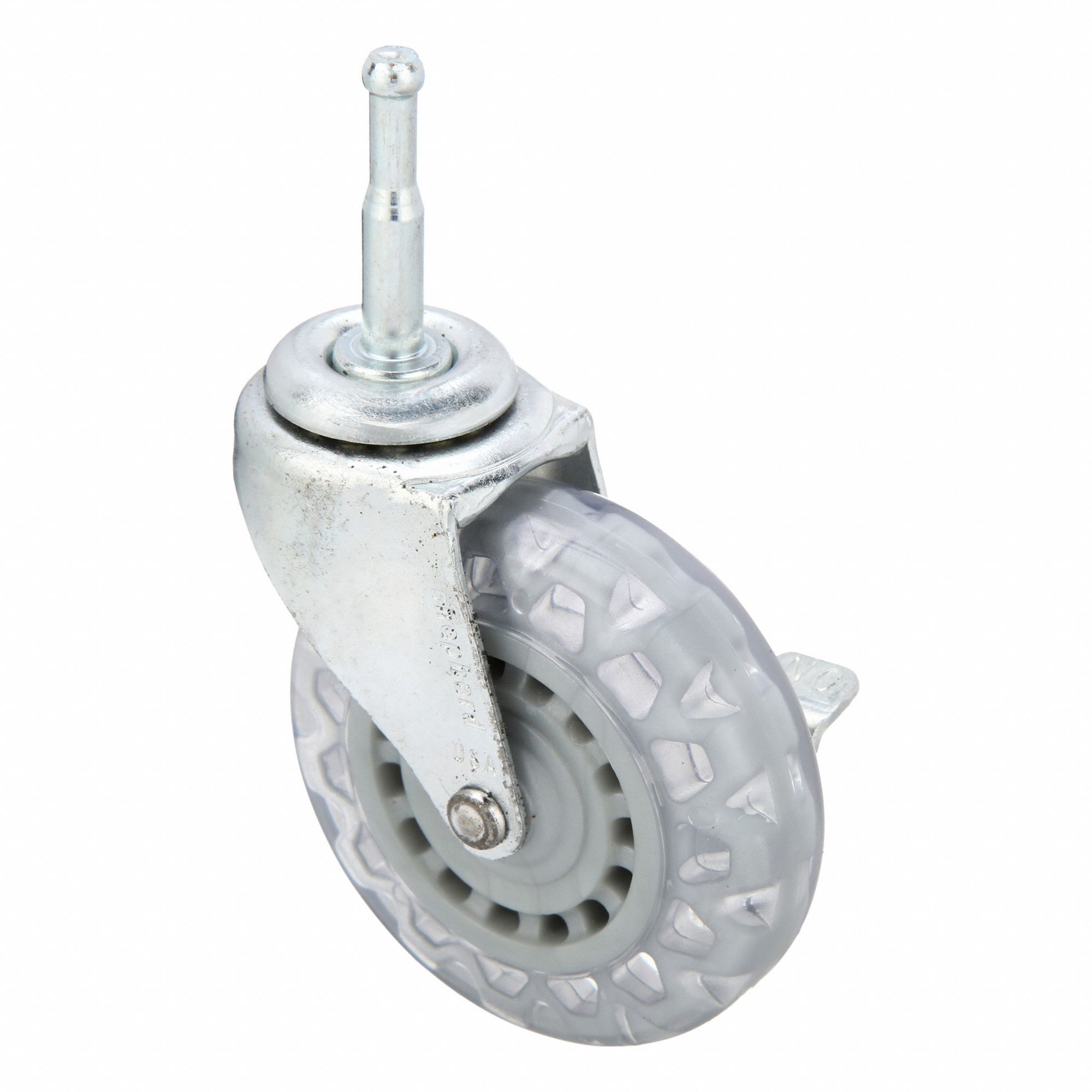 Single-Wheel Grip-Neck Stem Caster: Swivel Caster with Brake, 13/16 in Wheel Wd