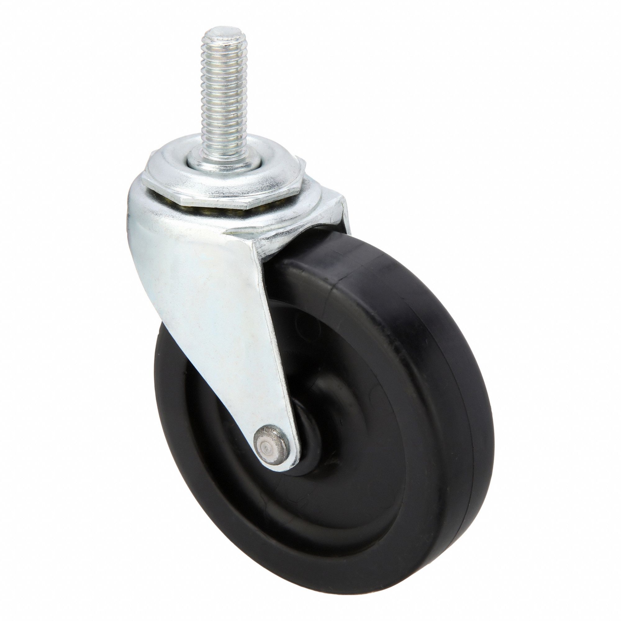 NSF-Listed Sanitary Threaded Stem Caster: 3 in Wheel Dia., 120 lb, Swivel Caster