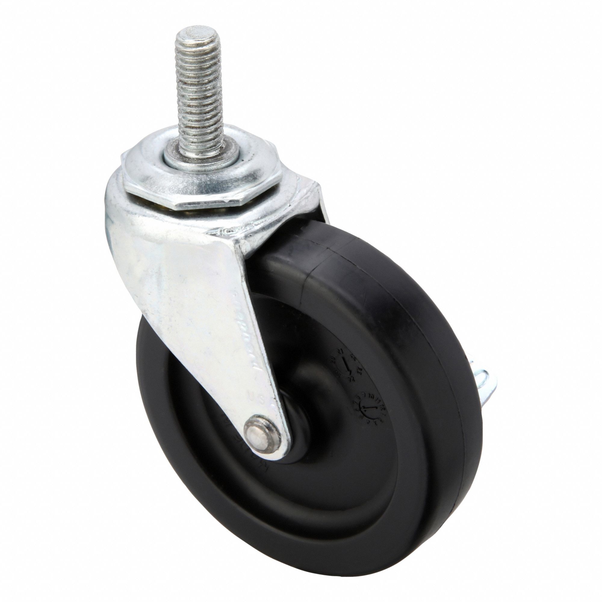 NSF-Listed Sanitary Threaded Stem Caster: 3 in Wheel Dia., 120 lb, Polyolefin, Plain