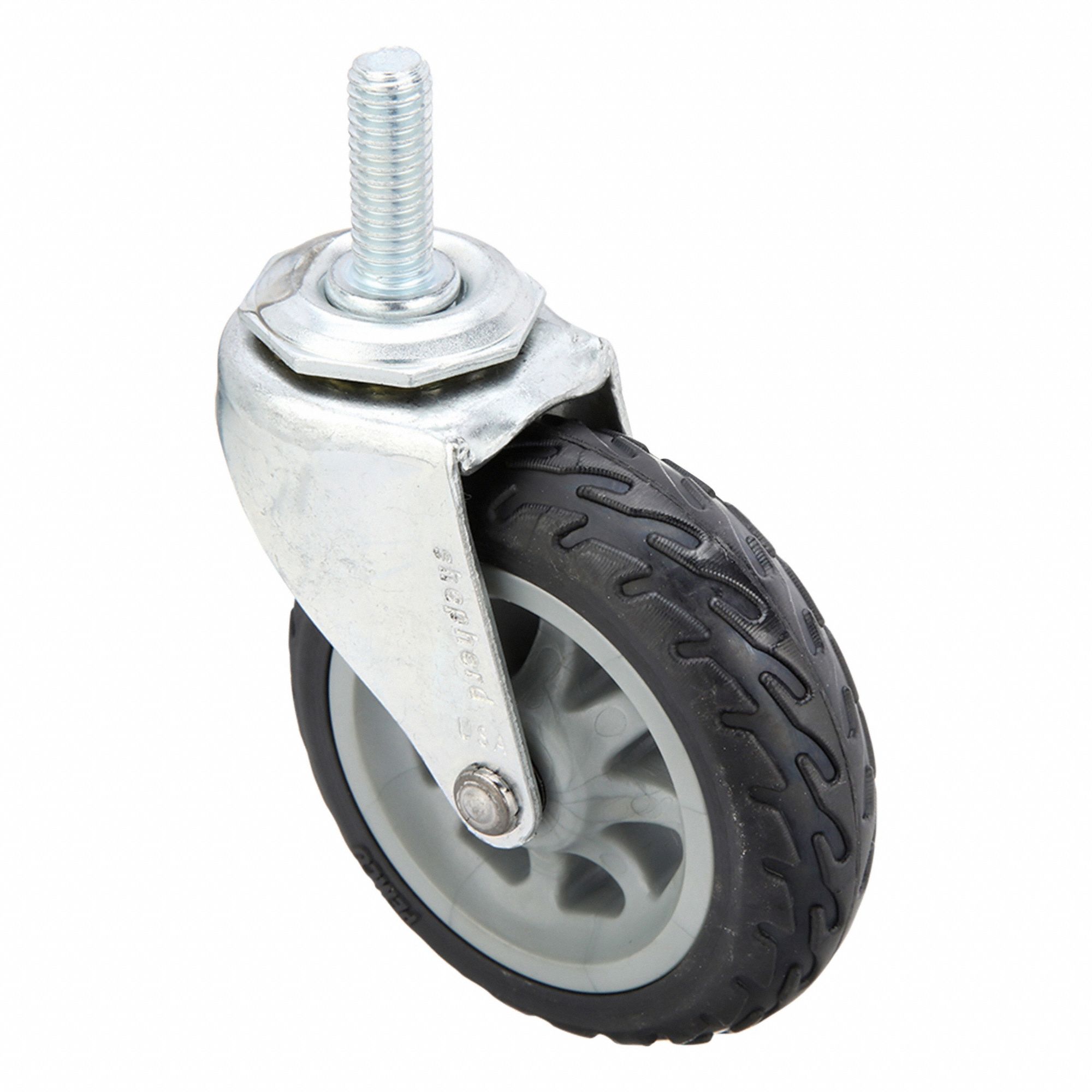 NSF-Listed Sanitary Threaded Stem Caster: 3 in Wheel Dia., 110 lb, Swivel Caster