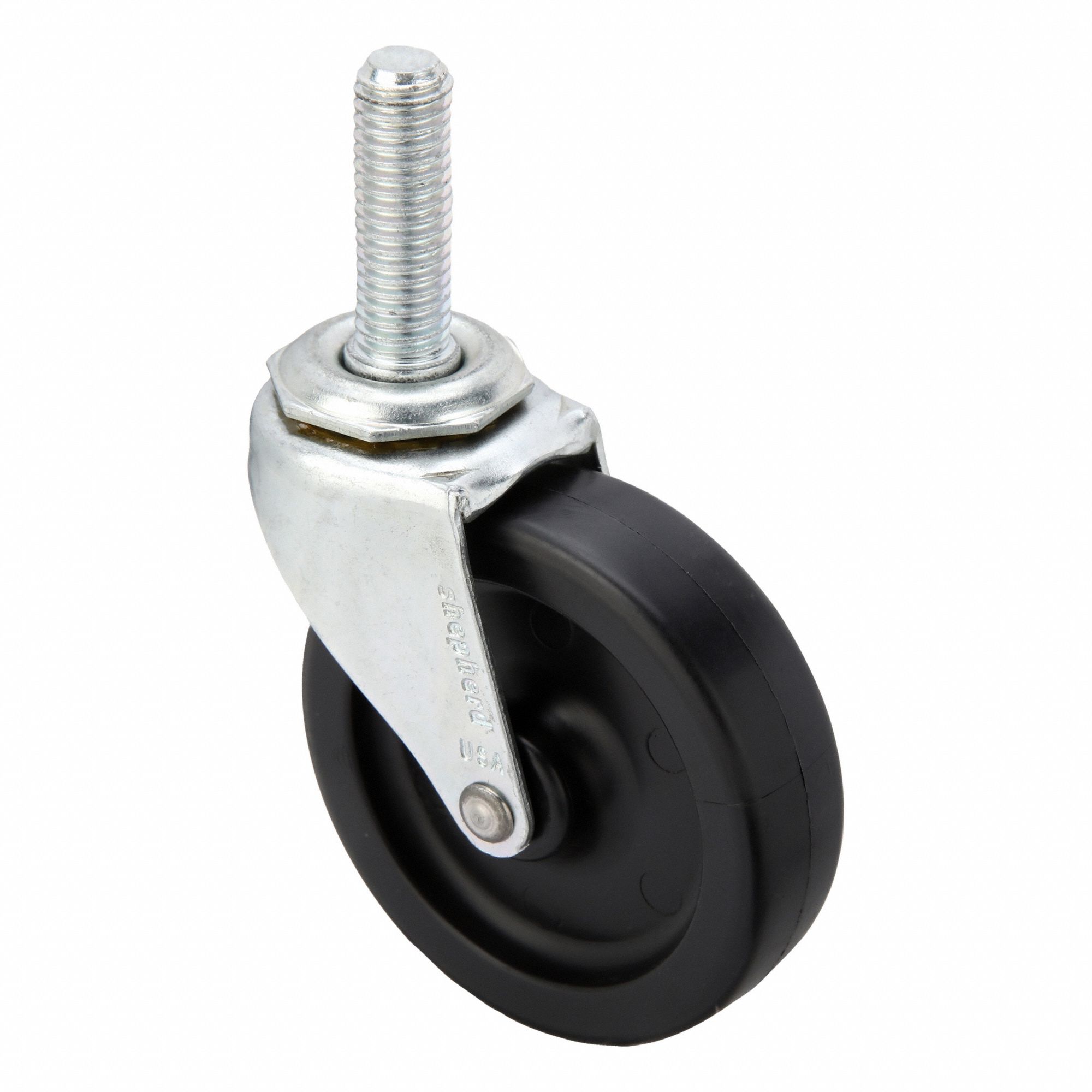 NSF-Listed Sanitary Threaded Stem Caster: 3 in Wheel Dia., 120 lb, Polyolefin, Plain