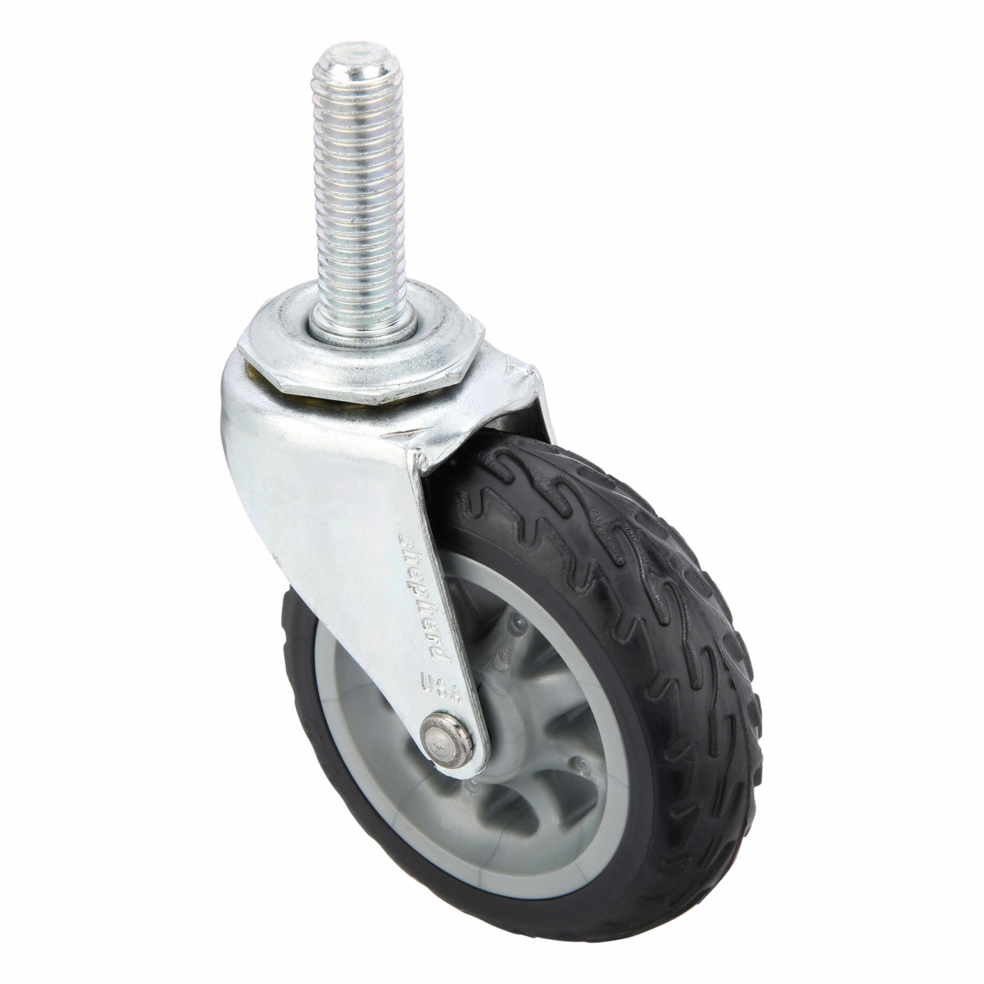 NSF-Listed Sanitary Threaded Stem Caster: 3 in Wheel Dia., 110 lb, Swivel Caster