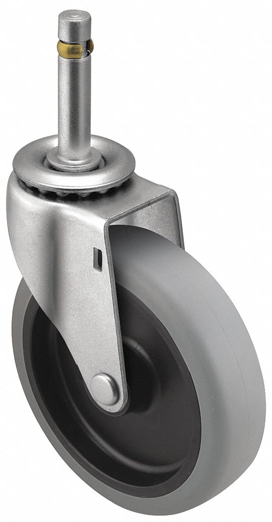 Stem Caster: Swivel, No Brake, 5 in Wheel Dia., 15/16 in Wheel Wd, Polyurethane, Std