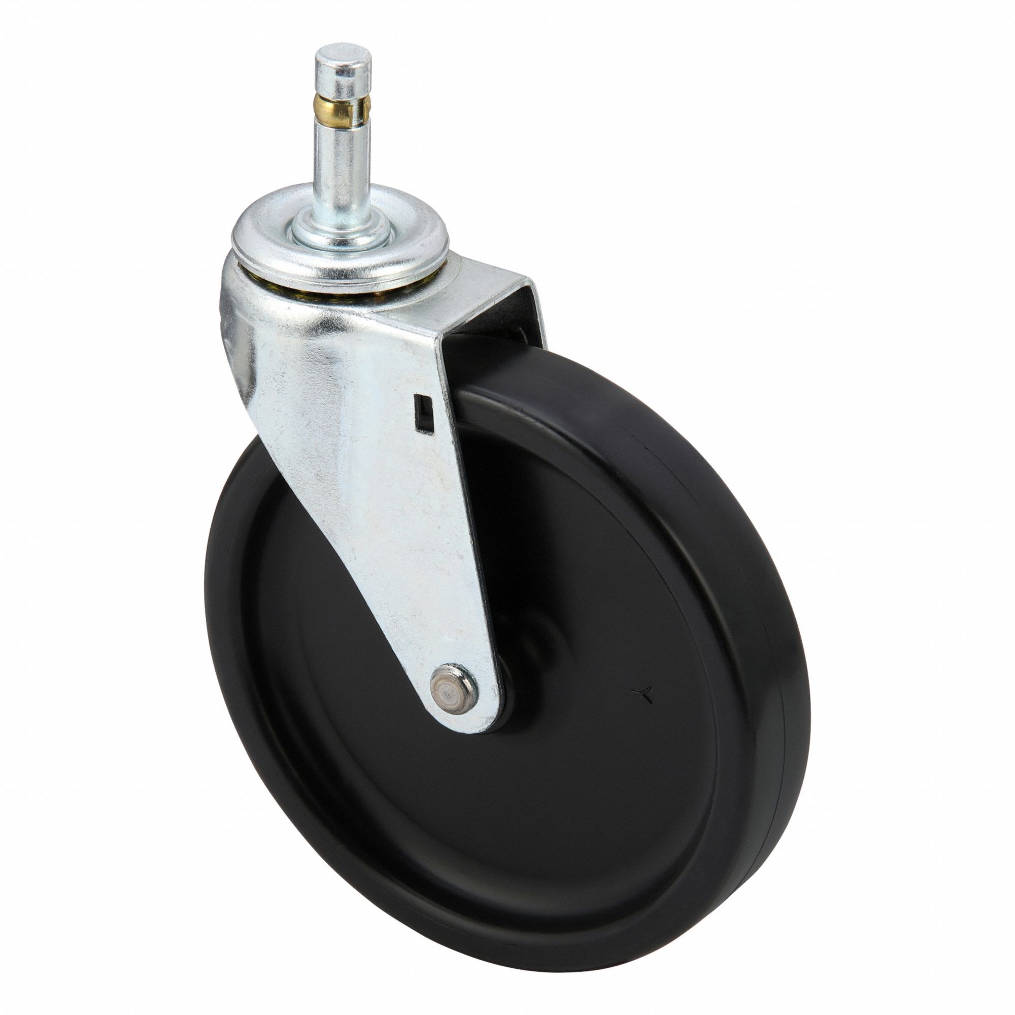 Stem Caster: Swivel, No Brake, 5 in Wheel Dia., 15/16 in Wheel Wd, Polypropylene