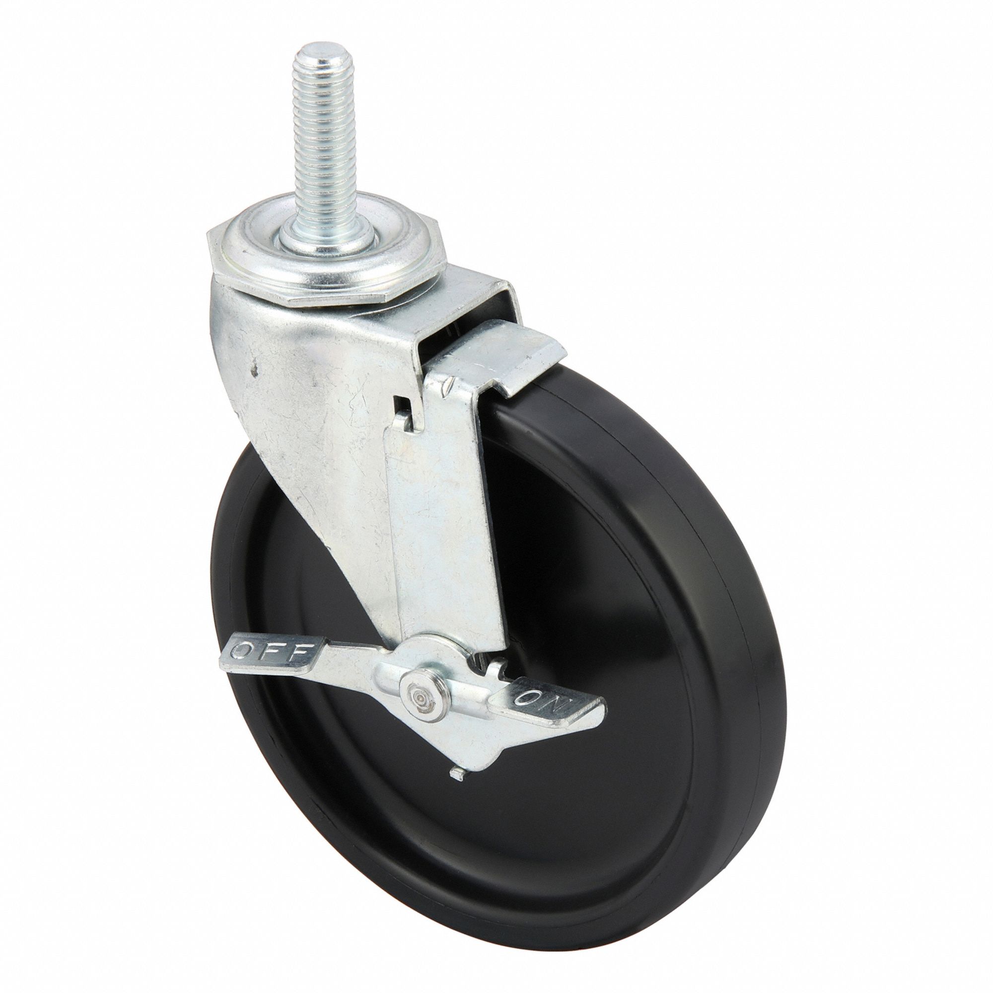 NSF-Listed Sanitary Threaded Stem Caster: 5 in Wheel Dia., 150 lb, Polyolefin, Plain