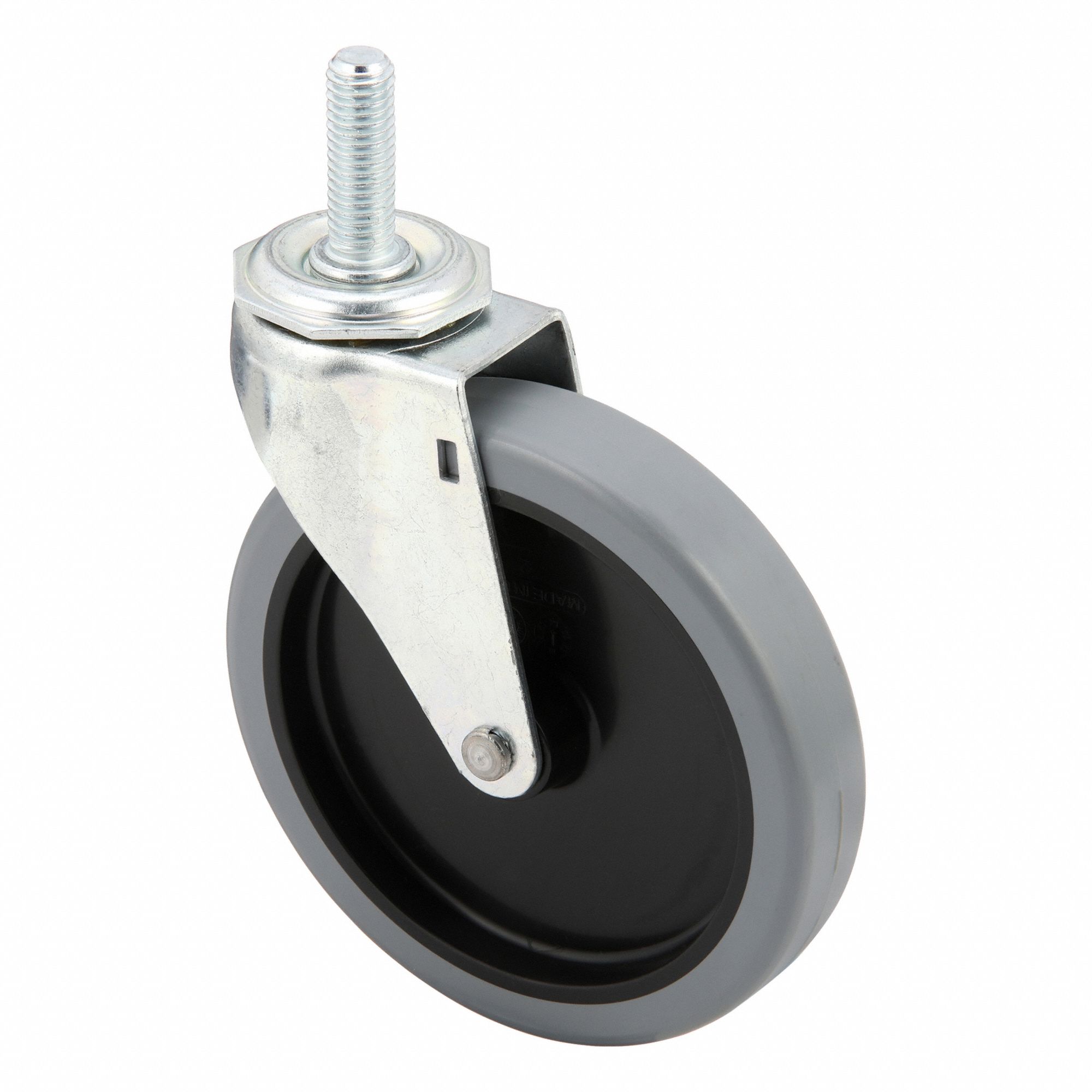 NSF-Listed Sanitary Threaded Stem Caster: 5 in Wheel Dia., 150 lb, Swivel Caster