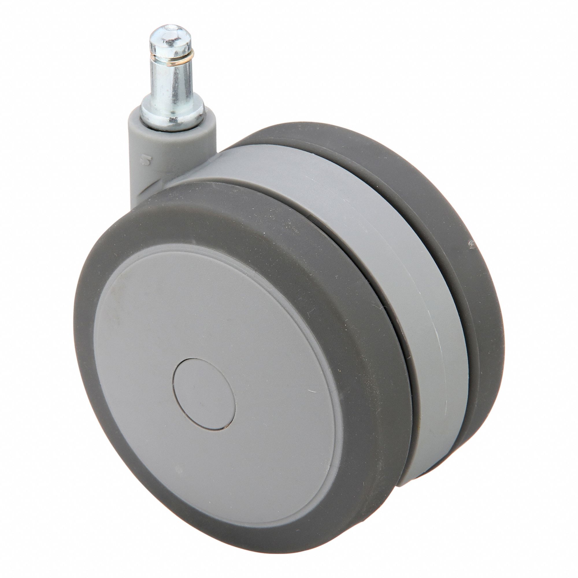 Stem Caster: Swivel, No Brake, 3 7/8 in Wheel Dia., 1/2 in Wheel Wd, Rubber, Stem