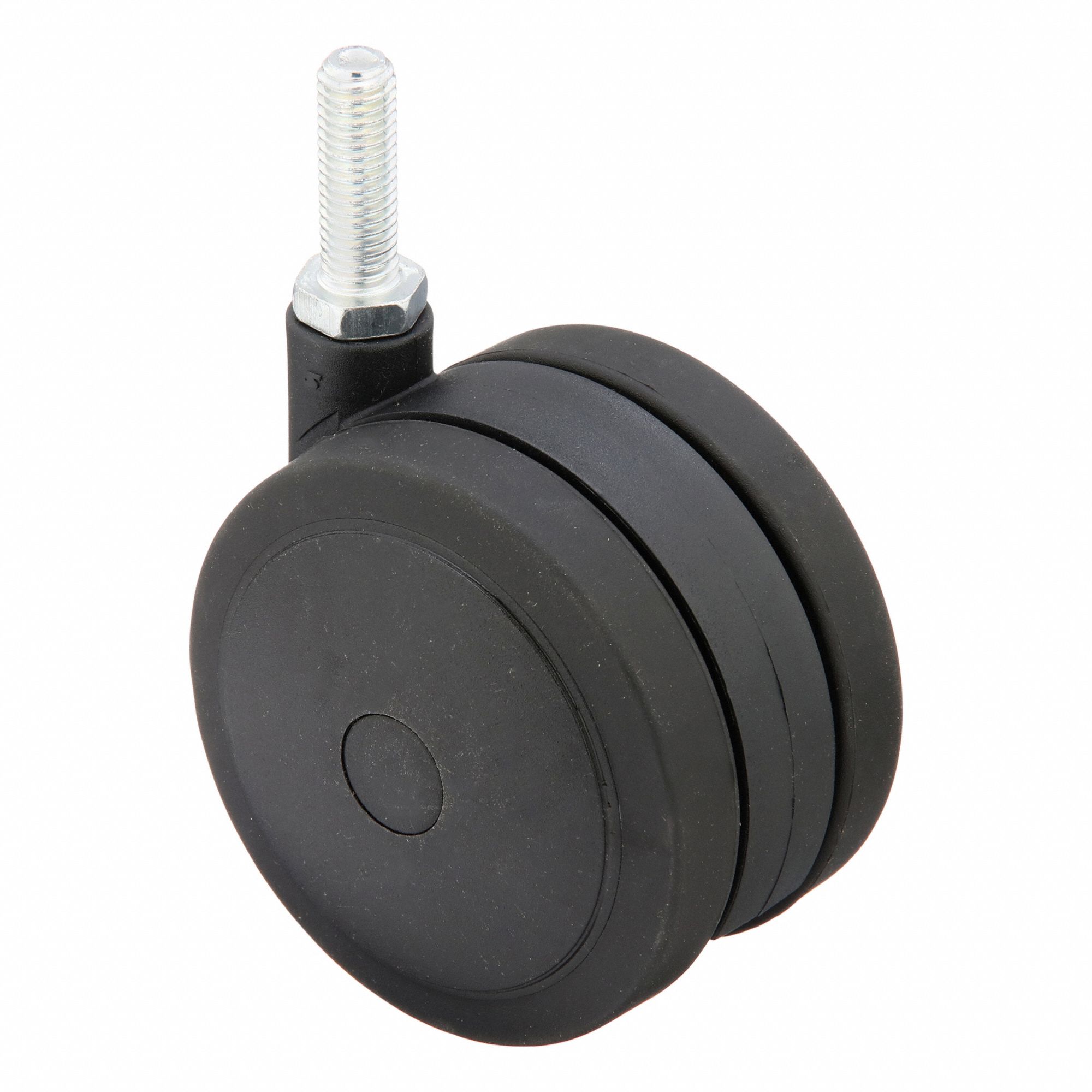 Stem Caster: Inch, Swivel, 3 7/8 in Wheel Dia., 1/2 in Wheel Wd, Rubber, Light Duty