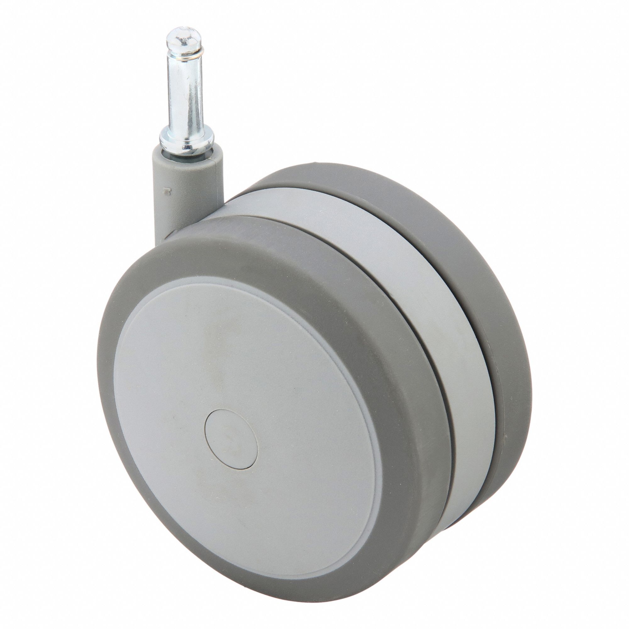 Stem Caster: Swivel, No Brake, 4 7/8 in Wheel Dia., 1/2 in Wheel Wd, Rubber, Stem