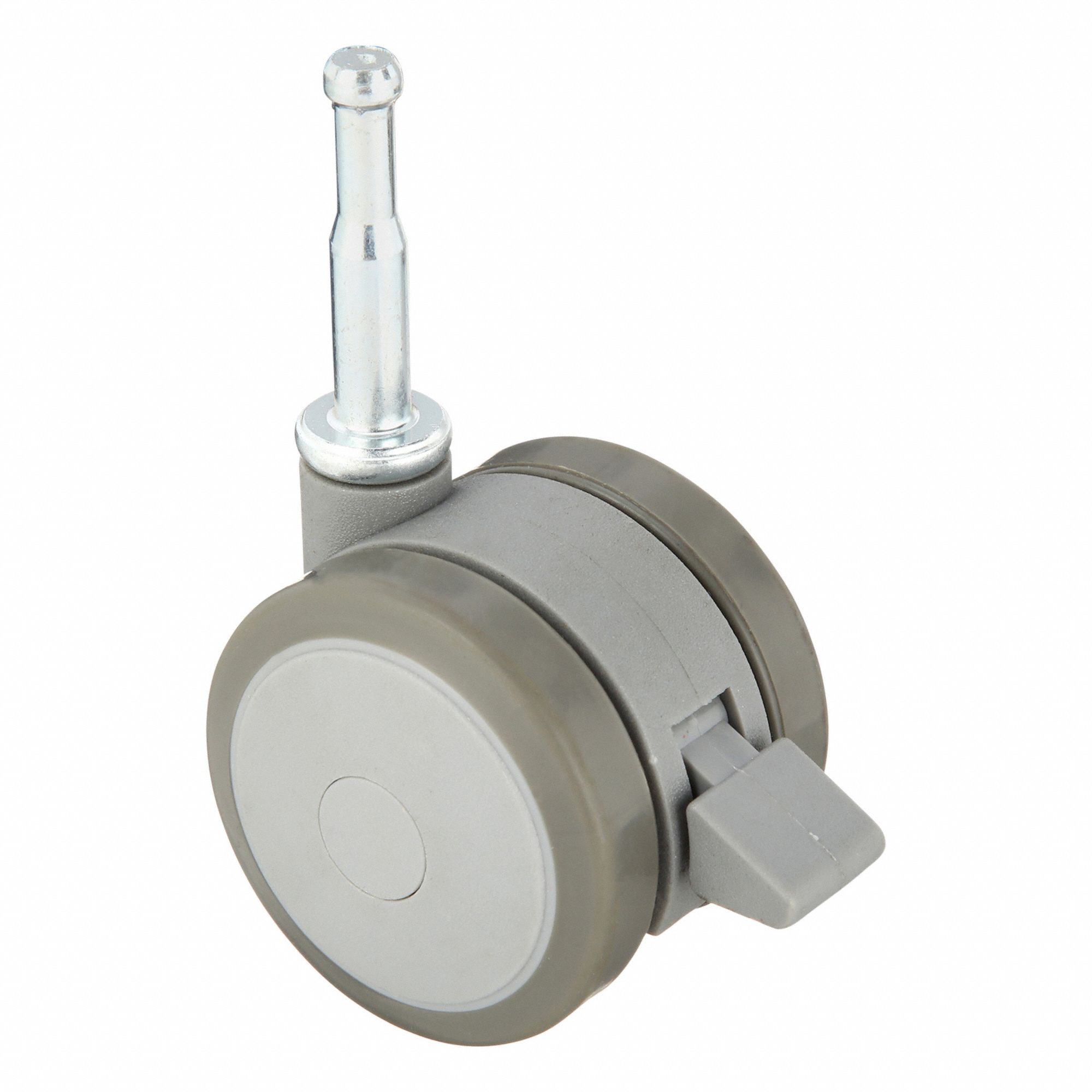Stem Caster: Swivel Caster with Brake, Plain, Non-Marking, Face Contact Brake, Nylon
