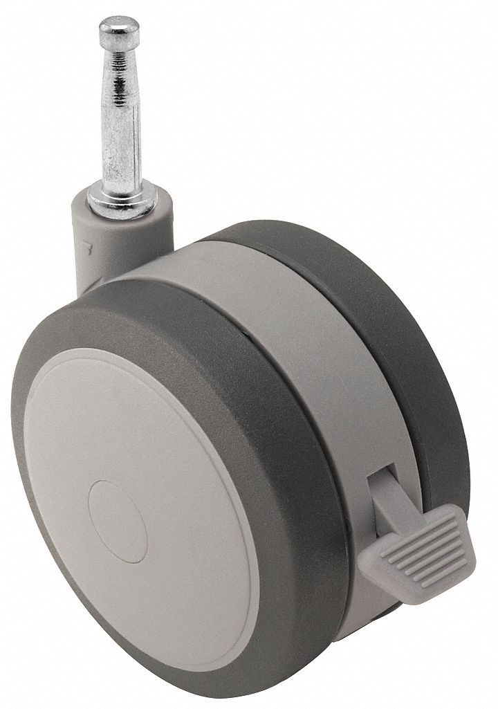Stem Caster: Swivel Caster with Brake, Plain, Non-Marking