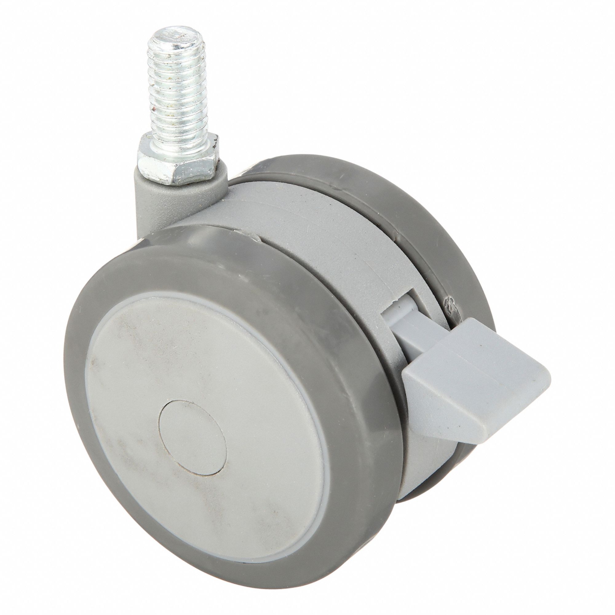 Stem Caster: Inch, Swivel, 2 3/8 in Wheel Dia., 3/8 in Wheel Wd, Rubber, Light Duty