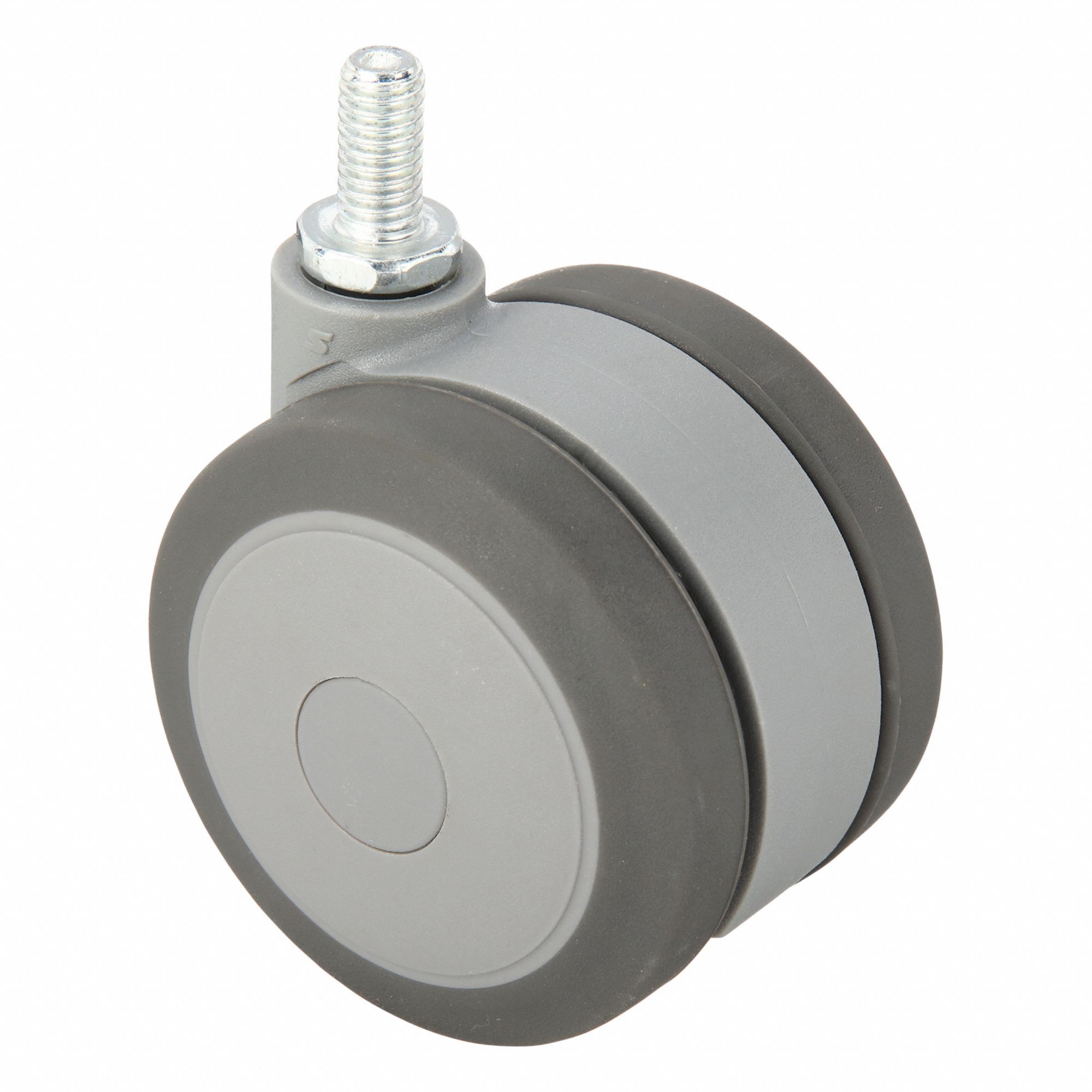 Stem Caster: Inch, Swivel, 3 in Wheel Dia., 7/16 in Wheel Wd, 3 1/4 in Mounting Ht