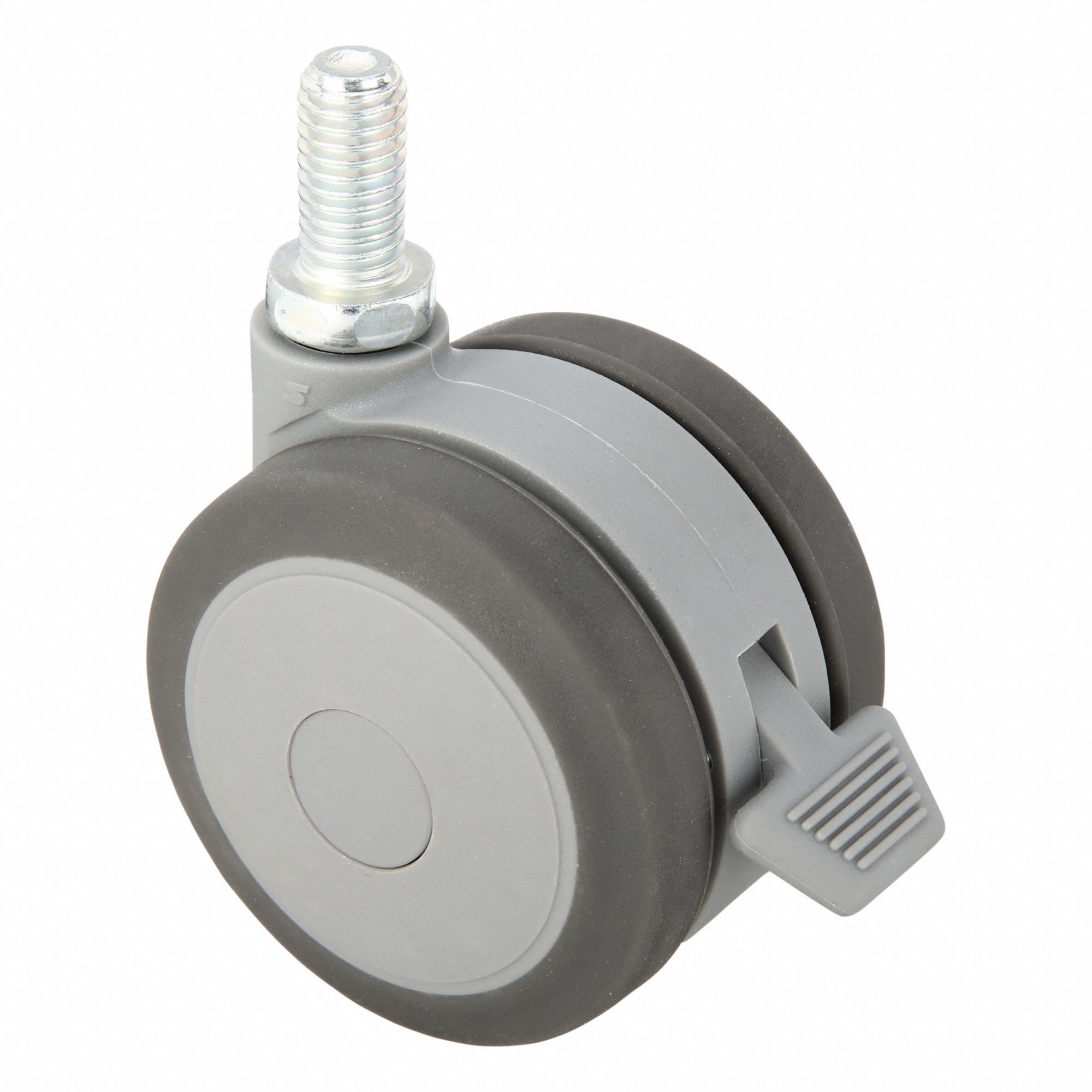 Stem Caster: Inch, Swivel, 3 in Wheel Dia., 7/16 in Wheel Wd, 3 1/4 in Mounting Ht