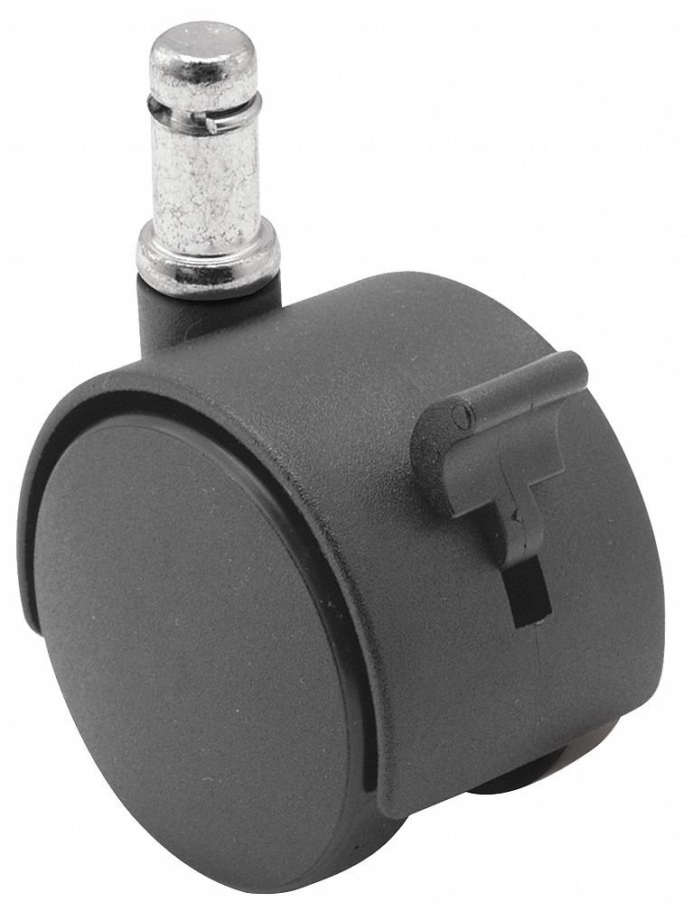 Stem Caster: Swivel, Face Brake, 2 3/8 in Wheel Dia., 3/16 in Wheel Wd, Nylon, Nylon