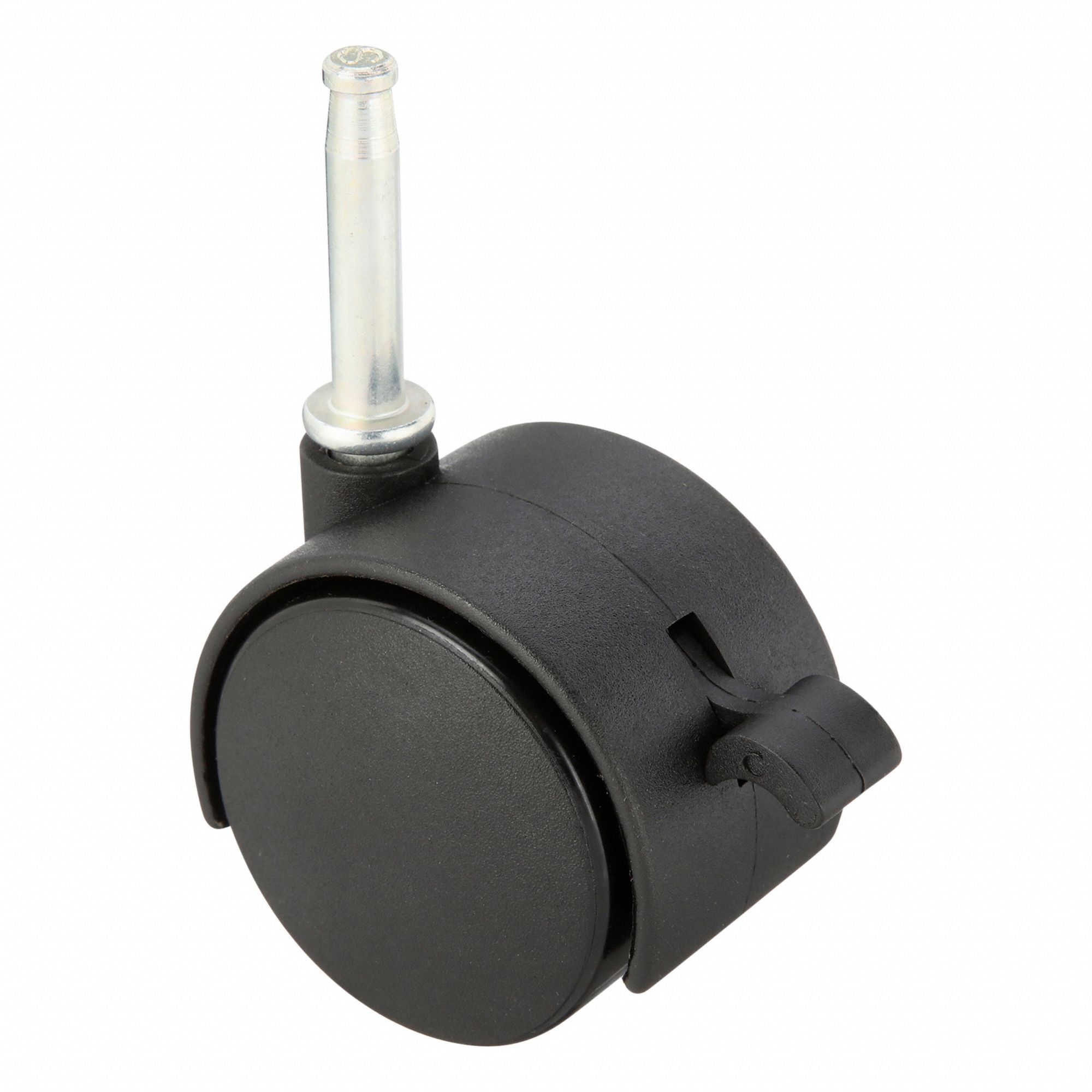 Stem Caster: Swivel Caster with Brake, Plain, Non-Marking, Face Contact Brake, Nylon