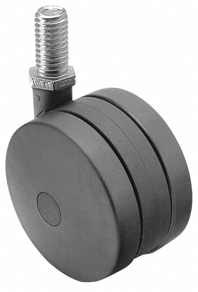 Stem Caster: Inch, Swivel, 2 3/8 in Wheel Dia., 3/8 in Wheel Wd, Nylon, Light Duty