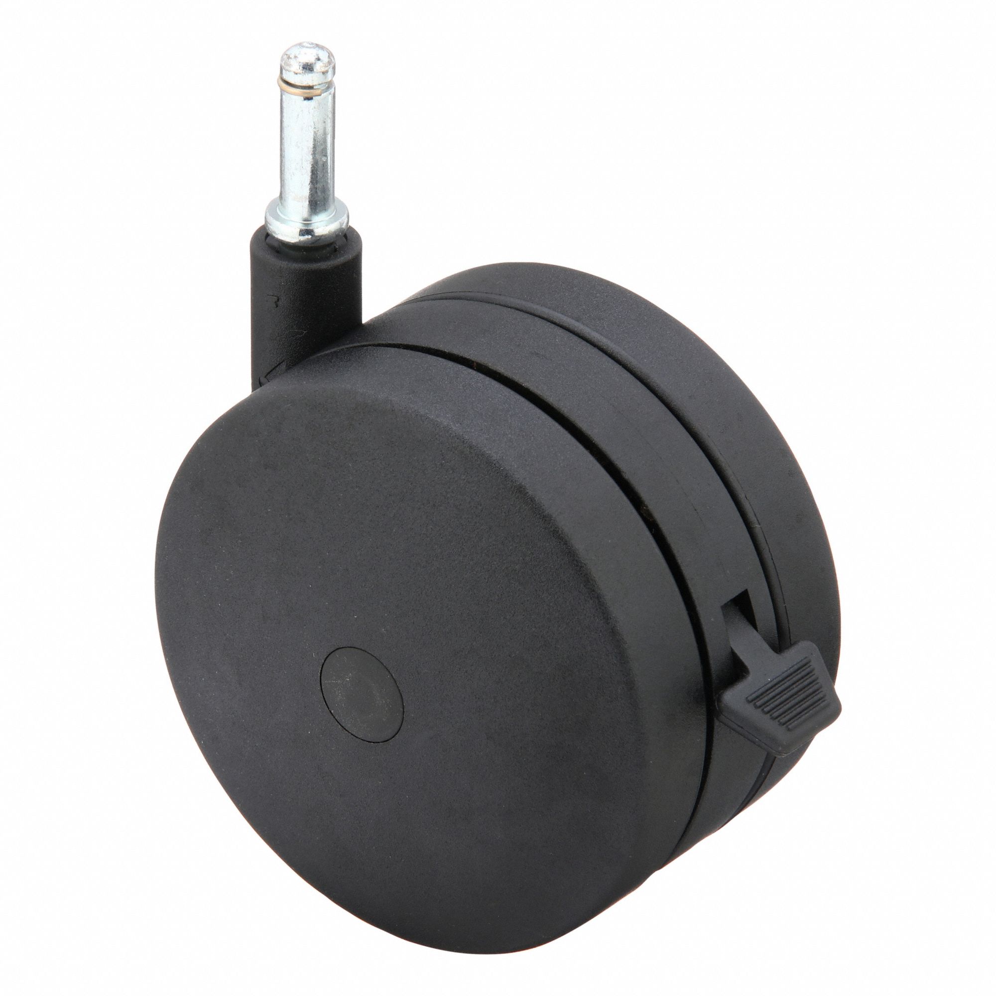 Stem Caster: Swivel, Face Brake, 4 7/8 in Wheel Dia., 1/2 in Wheel Wd, Nylon, Nylon