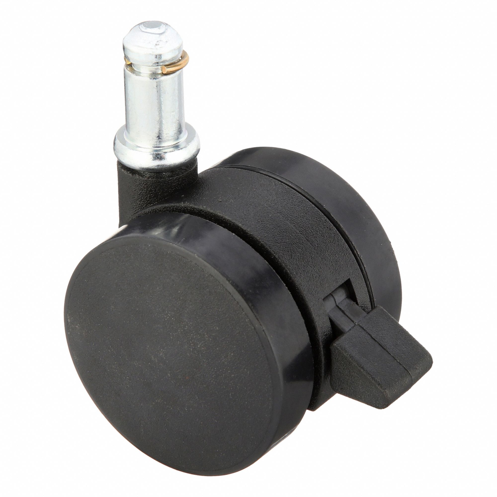 Stem Caster: Swivel, Face Brake, 2 in Wheel Dia., 3/8 in Wheel Wd, Nylon, Nylon