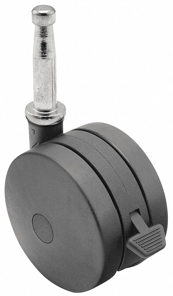 Stem Caster: Swivel Caster with Brake, Plain, Non-Marking, Face Contact Brake