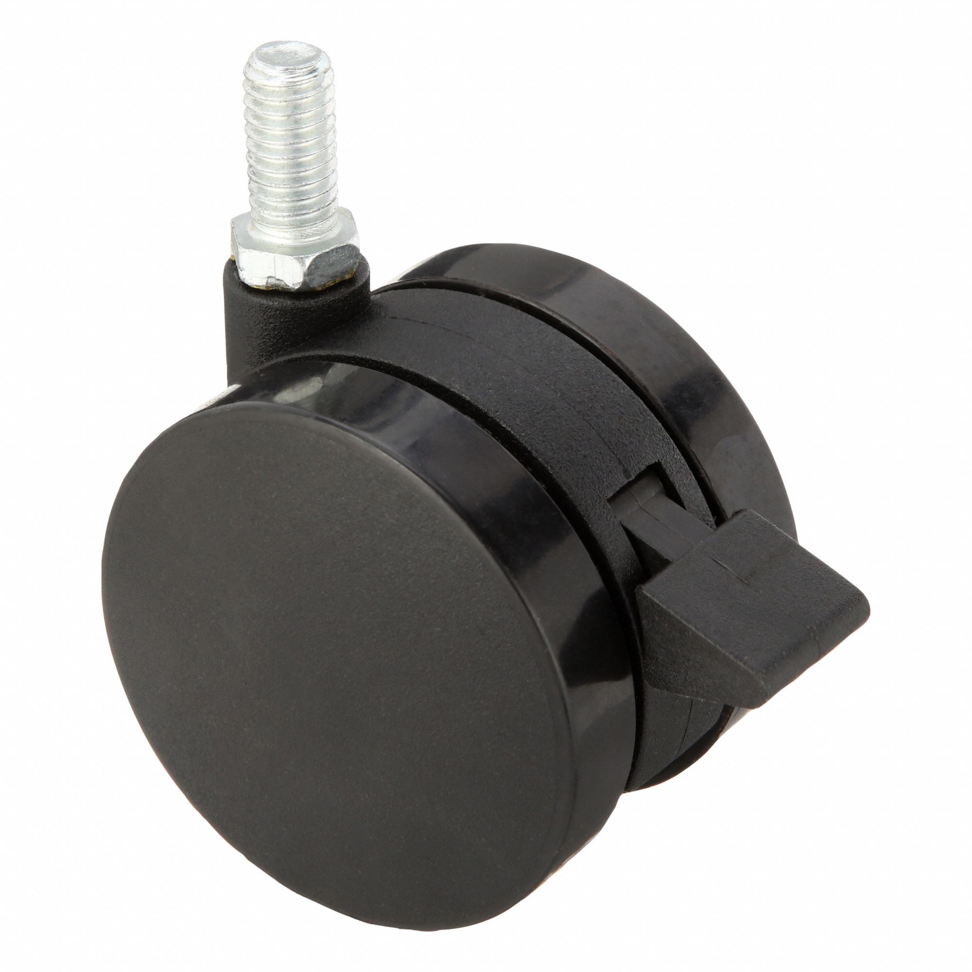 Stem Caster: Inch, Swivel, 2 3/8 in Wheel Dia., 3/8 in Wheel Wd, Nylon, Light Duty