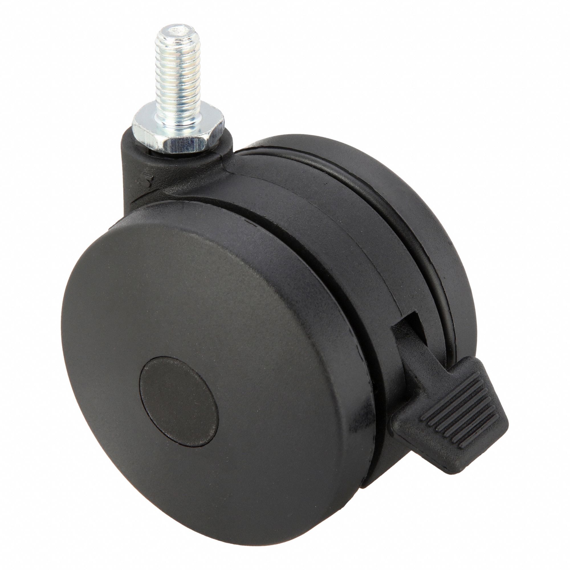 Stem Caster: Inch, Swivel, 3 in Wheel Dia., 7/16 in Wheel Wd, 3 1/4 in Mounting Ht