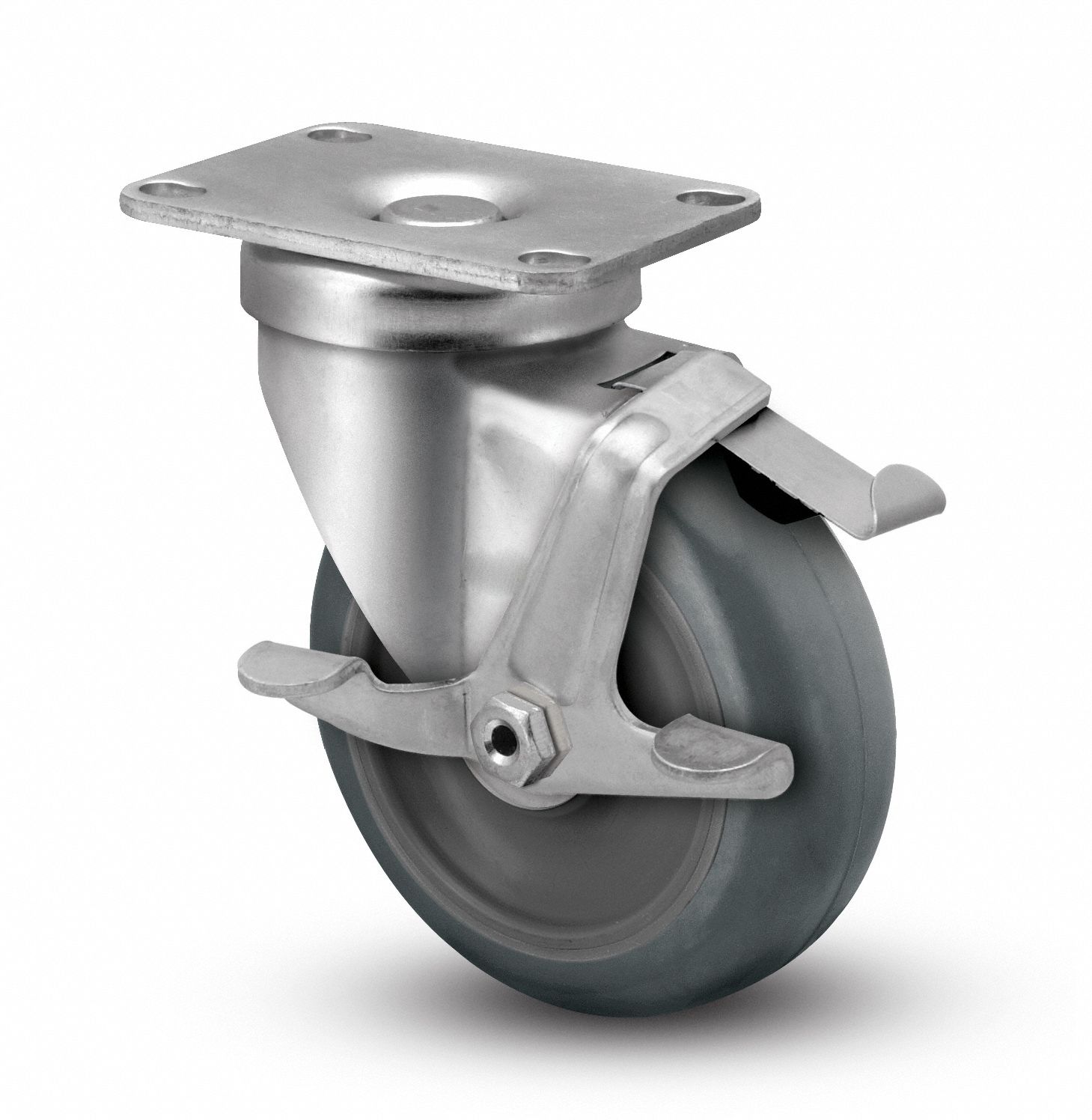Plate Caster Swivel Rubber 6 3/16 H